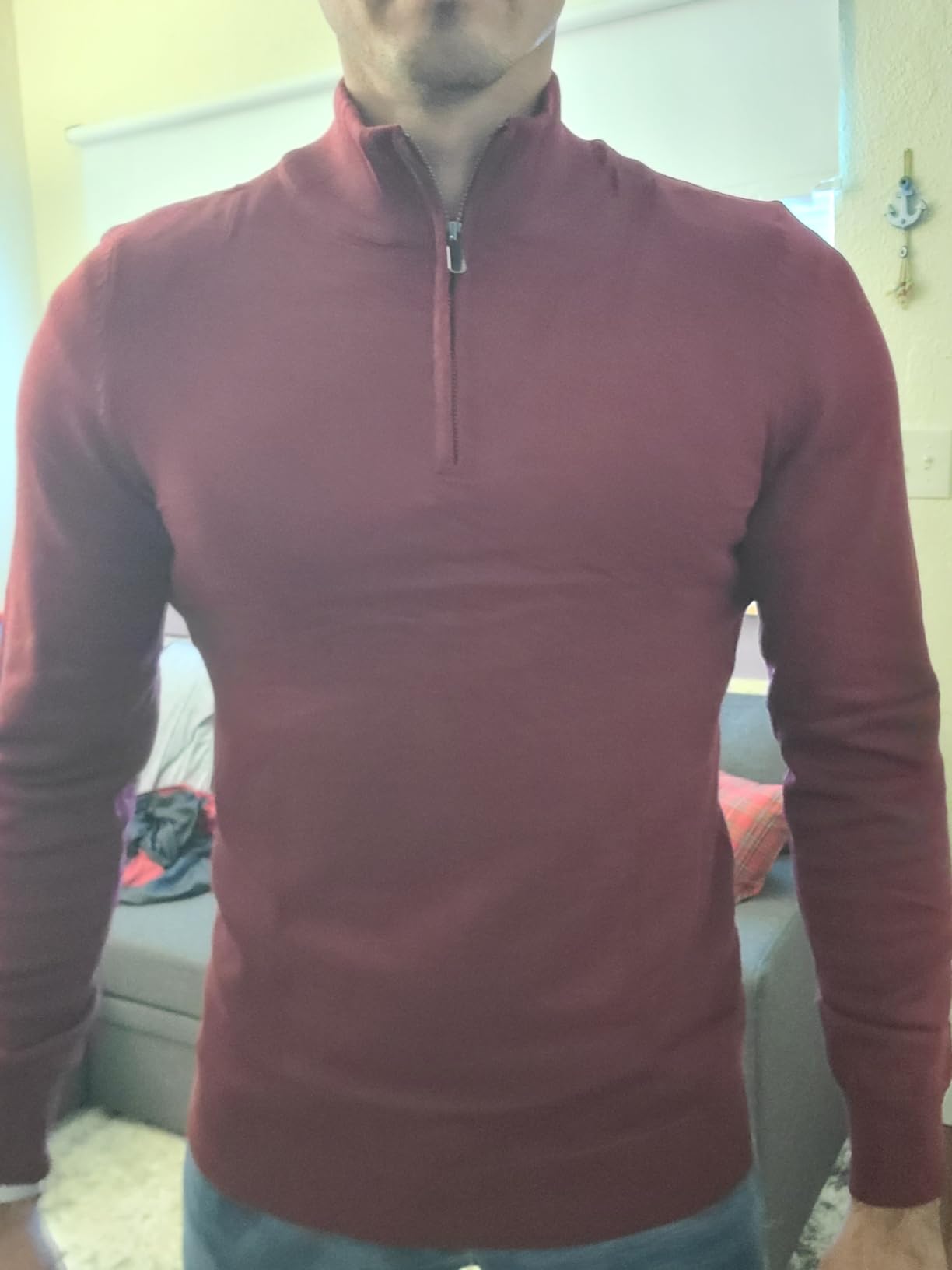 COOFANDY Men's Quarter Zip Up Sweaters Slim Fit Lightweight Mock Pullover customer photo 1