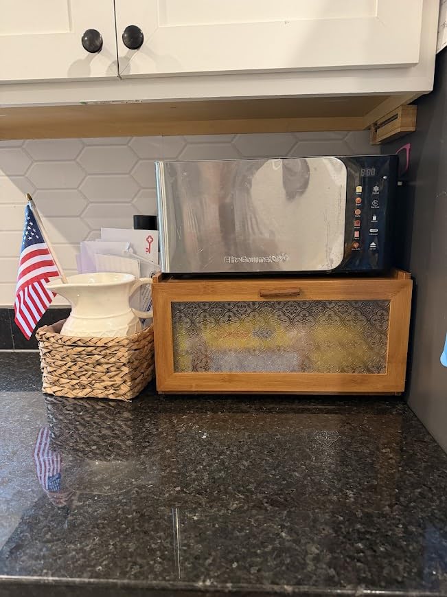 ETMI Bamboo Bread Box for Kitchen Counter-Large Capacity Bread Storage Container Farmhouse Bread Box with Window Bread Holder customer photo 2