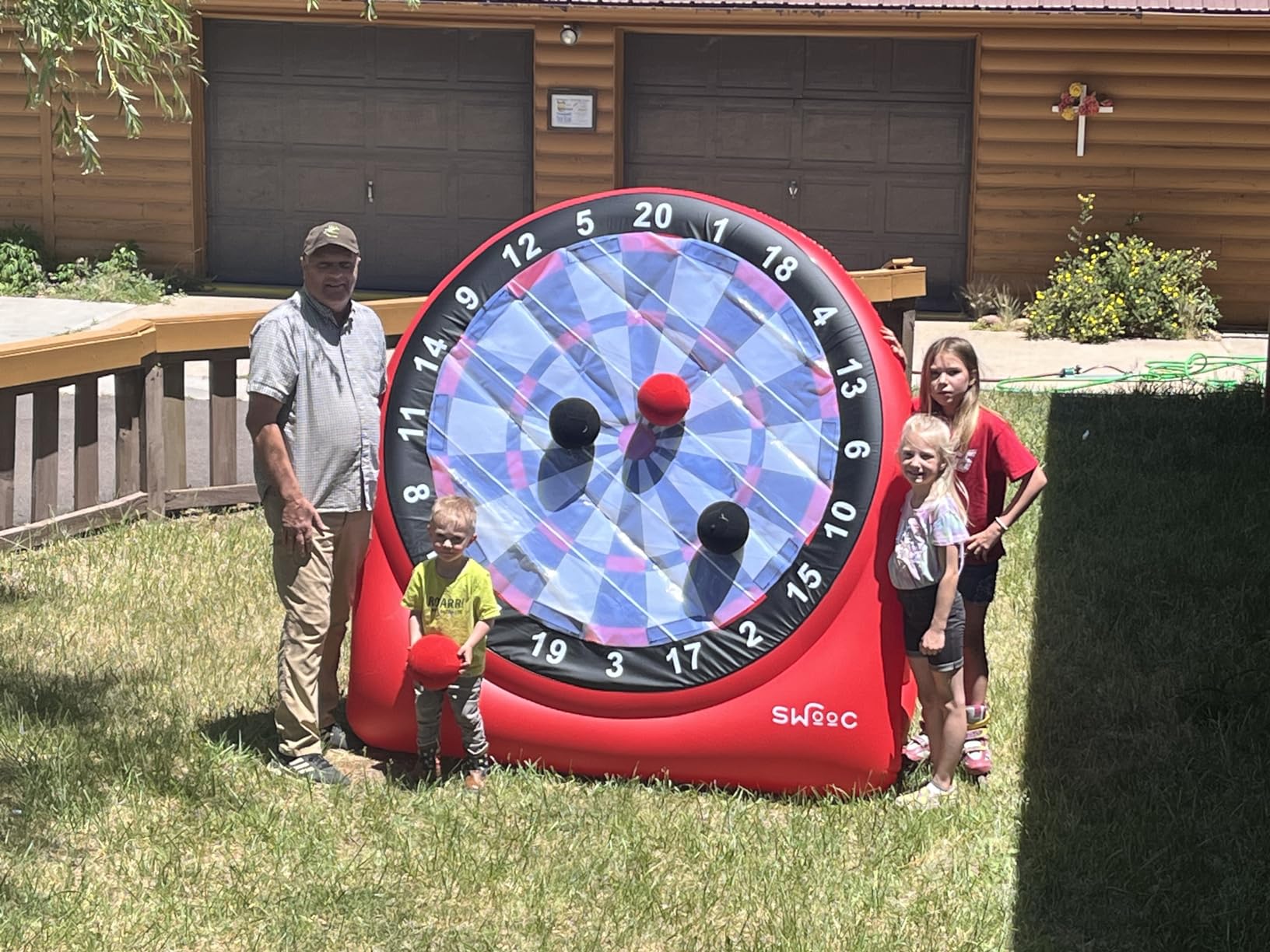 Swooc Games - Premium Inflatable Giant Kick Darts (15+ Ways to Play) - Jumbo Soccer Dartboard with Air Pump - Big Carnival Games - Giant Outdoor Games - Oversized Dart Board Yard & Lawn Game customer photo 2