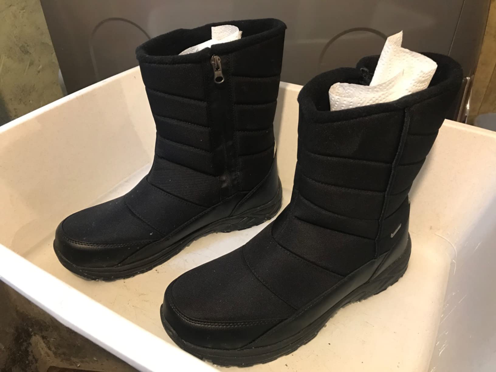 SILENTCARE Mens Winter Mid-Calf Snow Boot Fur Warm Waterproof Slip On Outdoor Athletic customer photo 1