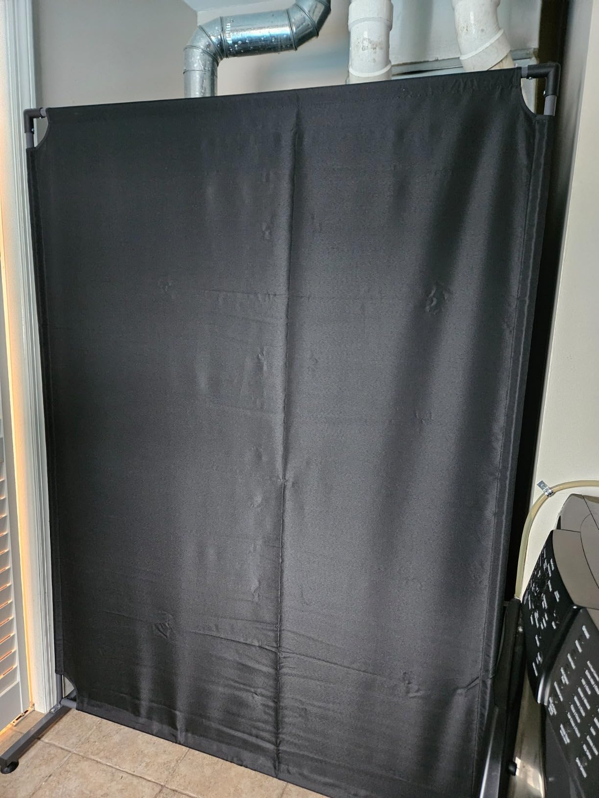 Steel-AID 50-inch Rolling Privacy Room Divider - Freestanding Office Wall Partition with Non See-Through Blackout Screen - Sturdy & Durable Iron Frame - Rolling Wheels - Black, White, Gray & Blue customer photo 1