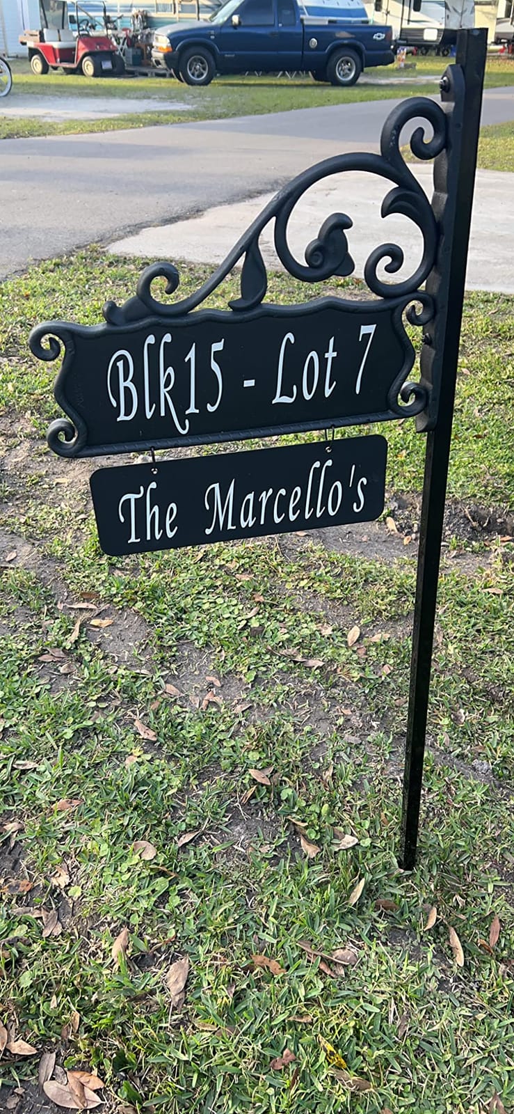 Address America USA Handcrafted, Double-Sided Reflective Boardwalk Lawn Address Sign With Name Rider And LED Solar Light - 47