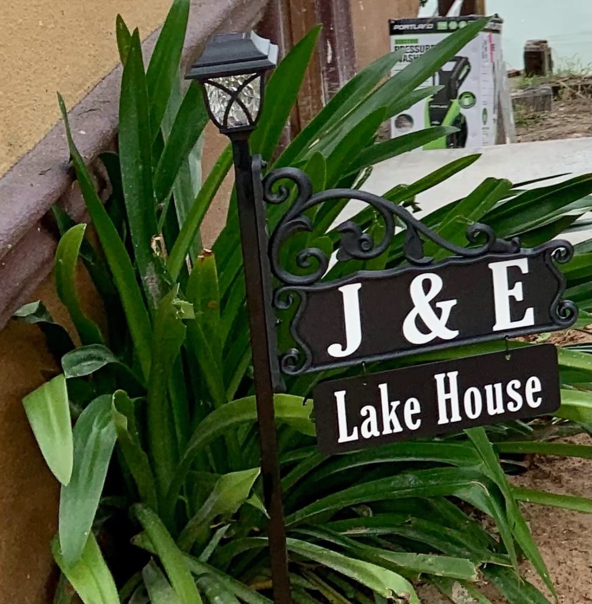 Address America USA Handcrafted, Double-Sided Reflective Boardwalk Lawn Address Sign With Name Rider And LED Solar Light - 47
