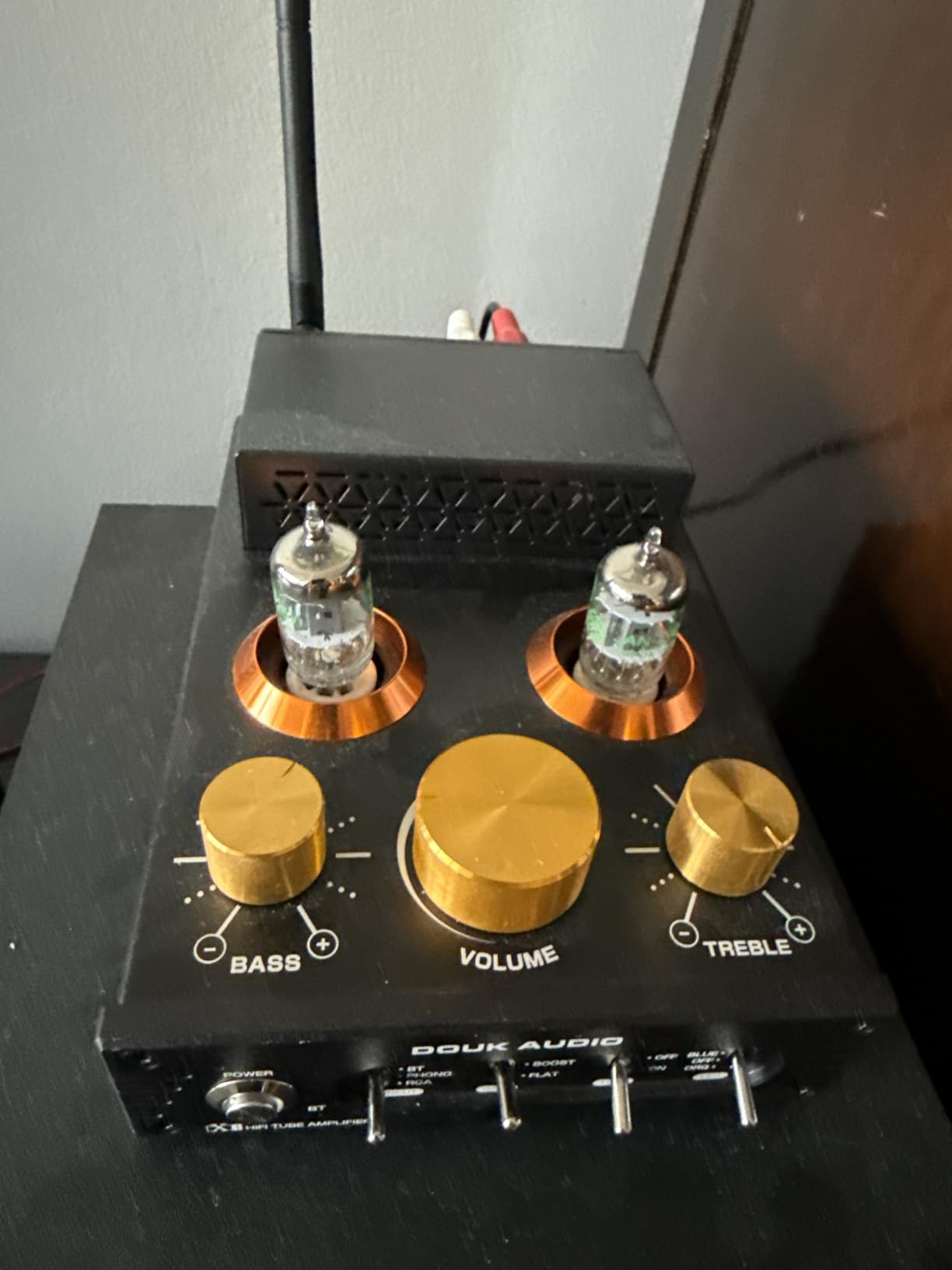 Douk Audio Tube Phono Amp: Bluetooth Receiver | 2-Channel Amplifier for MM Turntables | 160W×2 TDA7498E | Tone Control | for Desktop Vinyl HiFi Home Audio System (X1) customer photo 2