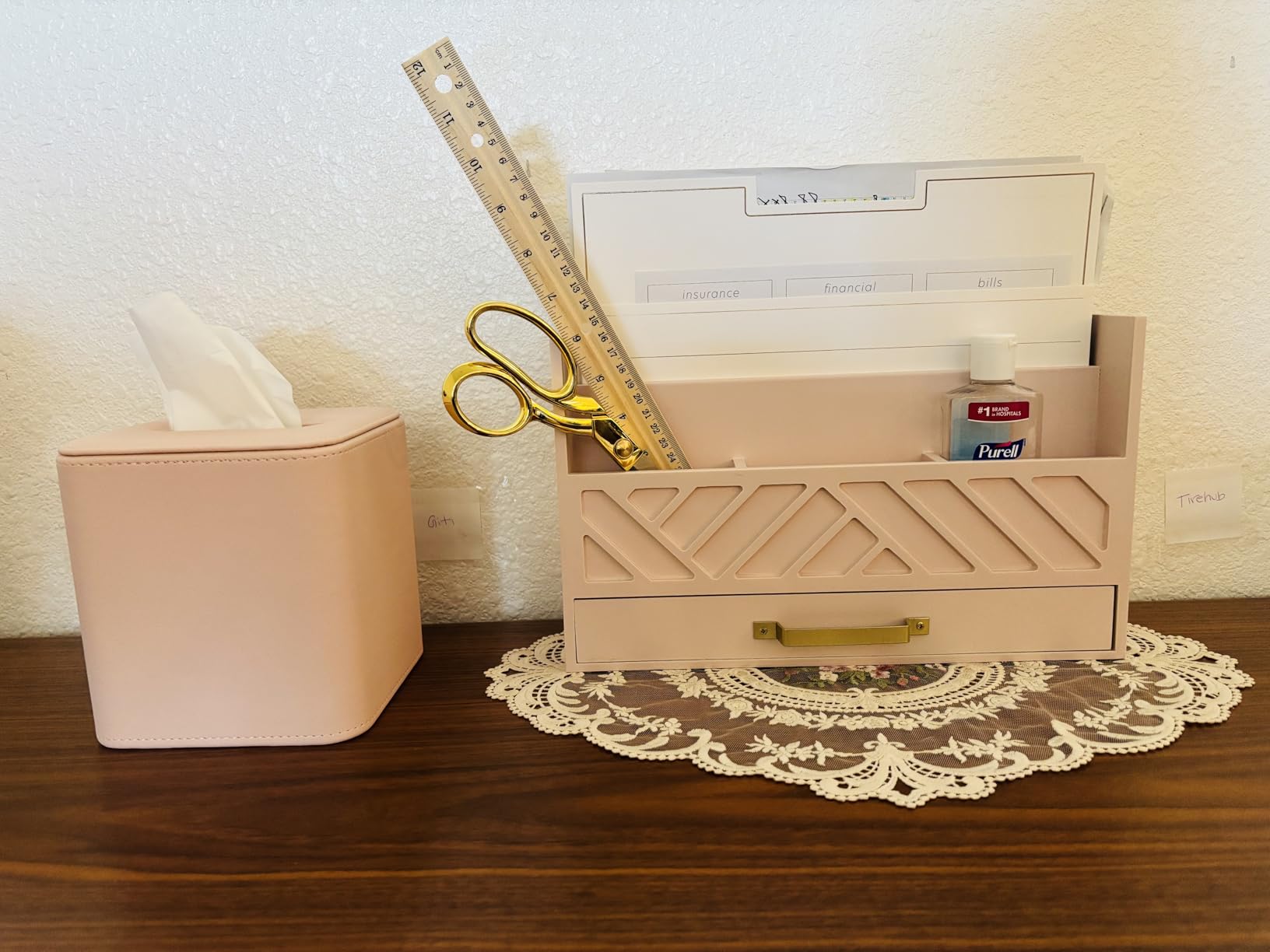 BLU MONACO | Wooden Mail Organizer with Drawer and Compartments | Mail Sorter Organizer Countertop for Desk Entryway | Outgoing Mail Holder Wood Desktop File Storage customer photo 2