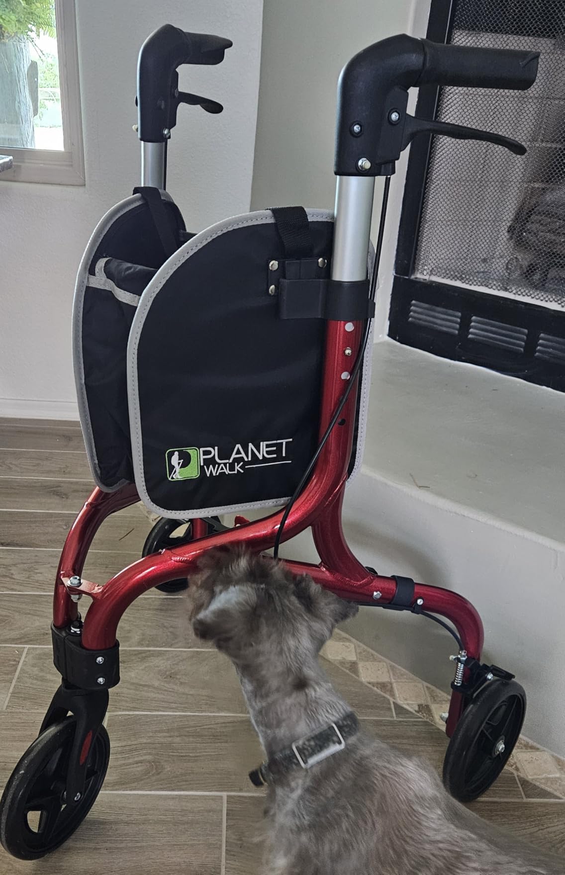 PLANETWALK Premium 3 Wheel Rollator Walker for Seniors – Ultra Lightweight Foldable Aluminum Mobility Aid with Height Adjustable Handle and 7.5 Inch Wheels, Brilliant Red customer photo 1