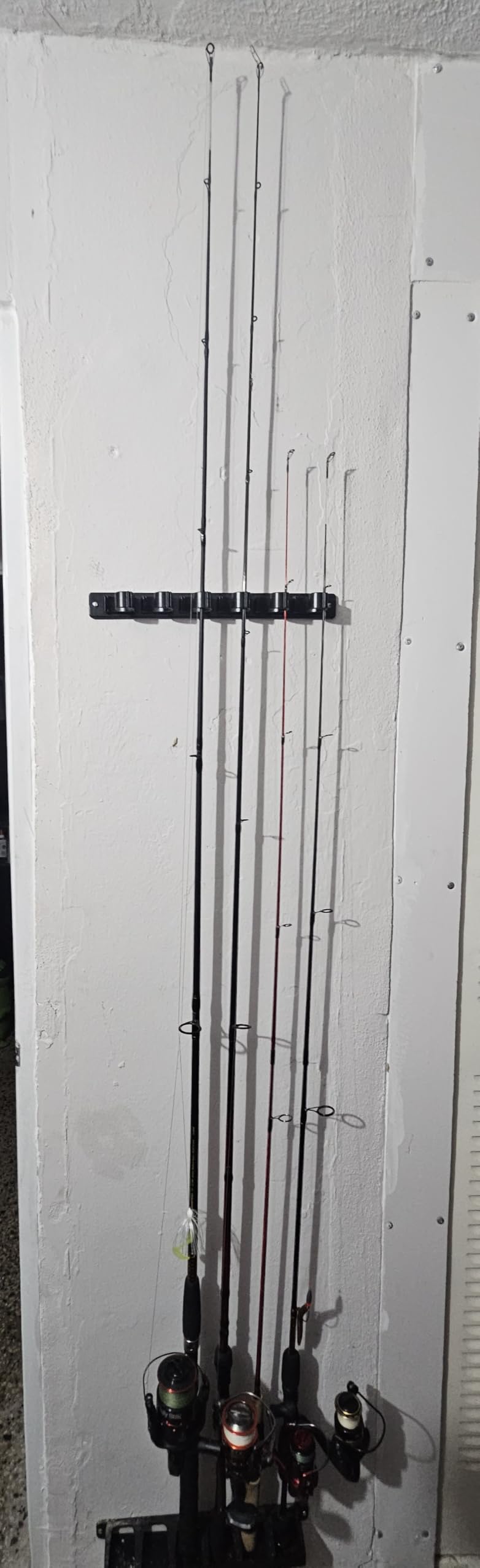 Wall Mount Fishing Rod Holder, Vertical Fishing Pole Storage Rack for Garage | Innovative rubber-ring top retainer keeps fishing rods neatly and securely organized customer photo 2