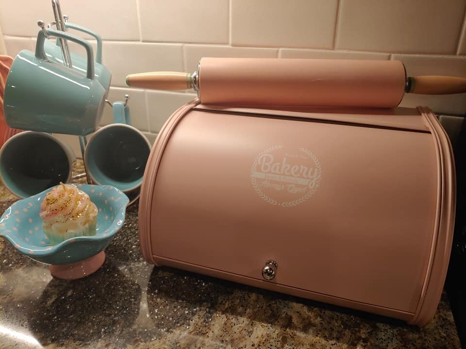 X458 Gray Bread Box Roll Top, Metal Bread Box for Kitchen Countertop, Large Space, Keeps Bakery Items Fresh Longer, Bread Bin for Kitchen Countertop, Breadbox to Store Cookies, Bagels, Muffins customer photo 1