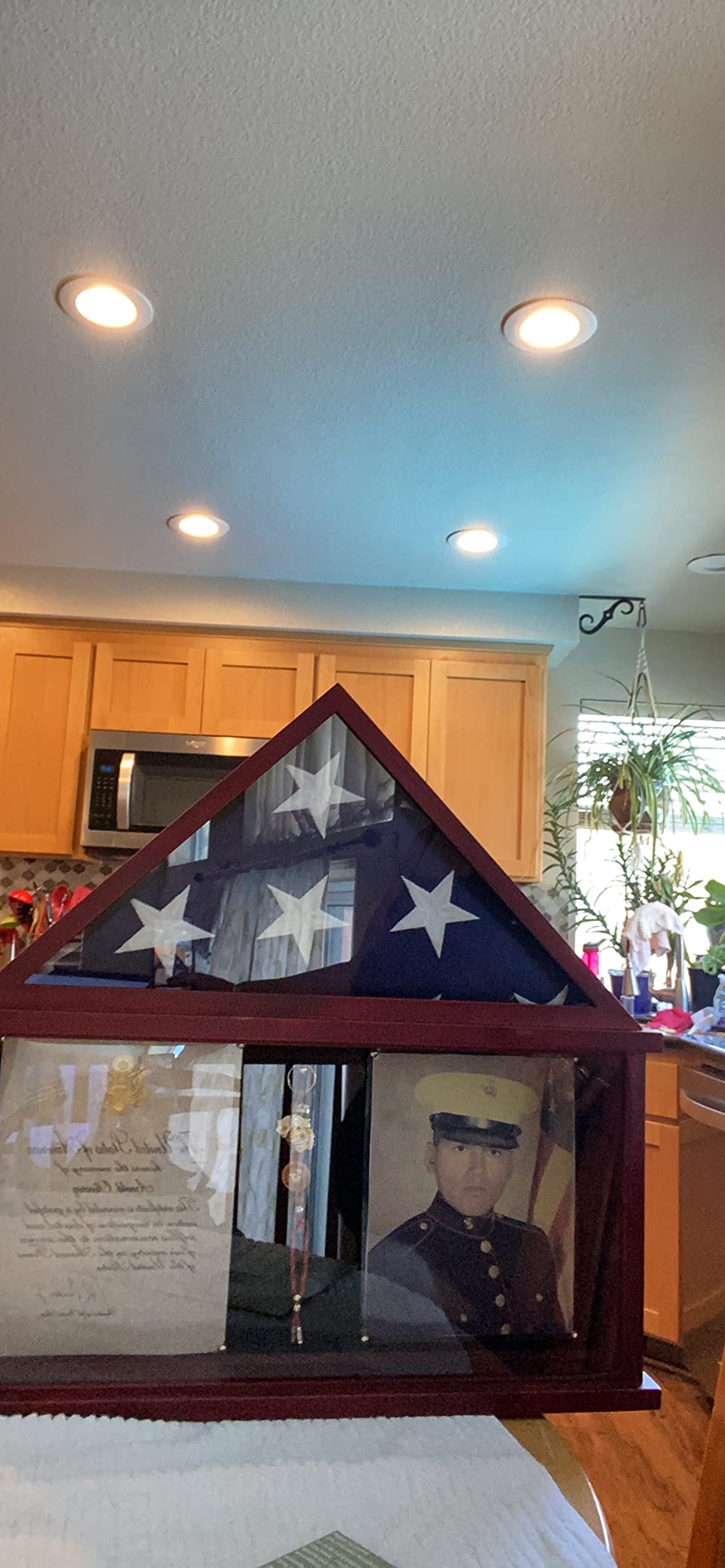 Snail Flag Display Case Large Military Shadow Box for a Folded 5'x9.5' Flag | Solid Wood Military Frame Displaying Veterans Burial Memorial Funeral Flag and Certificate, Badges & Medals, Mahogany Finish customer photo 1