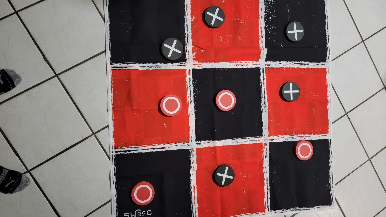 Swooc Games® - 2-in-1 Vintage Giant Checkers & Tic Tac Toe Game W/Mat (4ft x 4ft) - 100% Machine-Washable Canvas - Giant Outdoor Games for Kids - Yard Game for Kids - Jumbo Lawn Set - Large Checkers customer photo 2