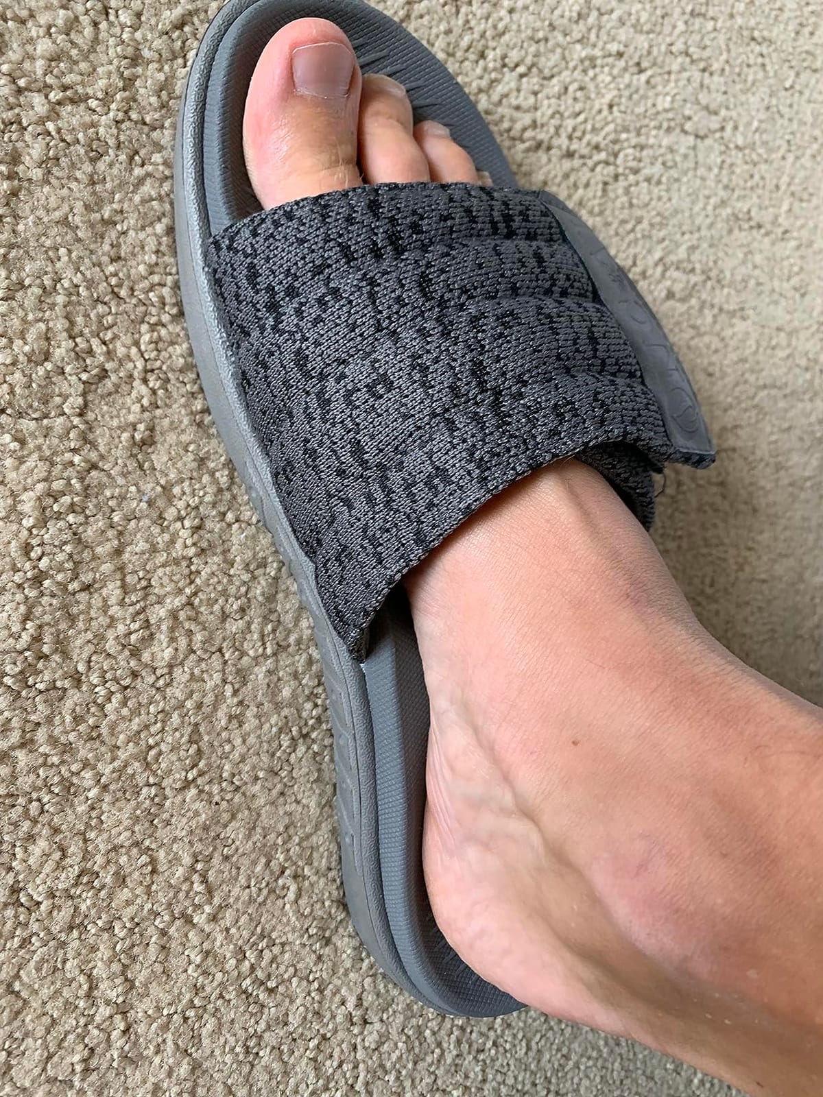 ONCAI Mens Sandals, Arch Support Sport Slides Open Toe Adjustable Straps Orthotic Cushioned Footbed for Plantar Fasciitis Rubber Soles Size 7.5-15 customer photo 1