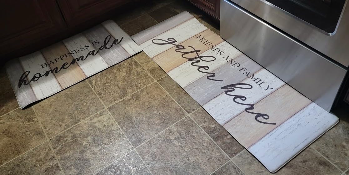 FRESHMINT Farmhouse Kitchen Mats Sets 2 Piece Cushioned Anti-Fatigue Comfort Mat for Home & Office Ergonomically Engineered Memory Foam Kitchen Rug Waterproof Non-Skid, 30