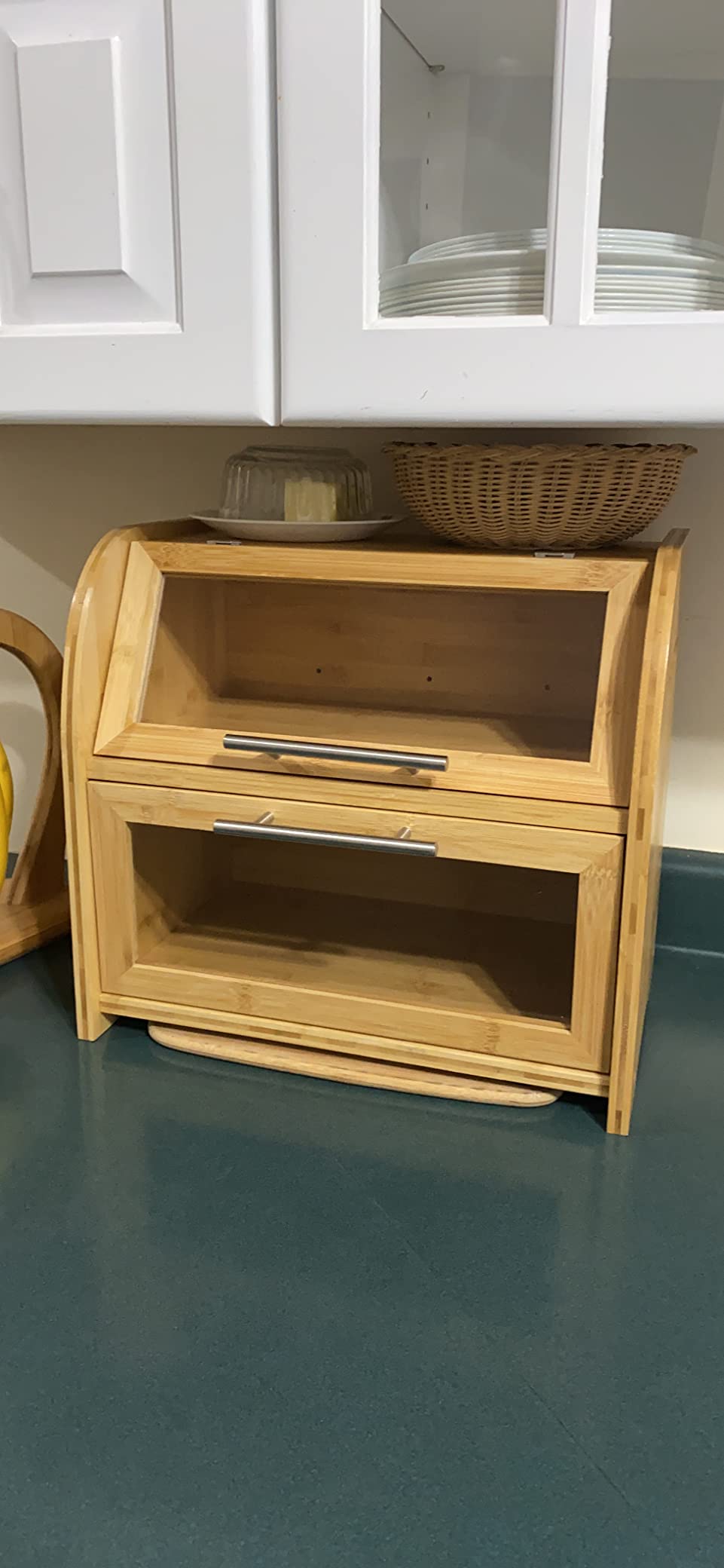 Arise Bamboo Wooden Bread Box for Kitchen Countertop, Extra Large 2-Shelf | Bread Storage Container with Clear Windows & Air Vents, Bread Bin & Keeper, Keeps Bagels, Rolls & Buns Fresh, Self Assembly customer photo 1