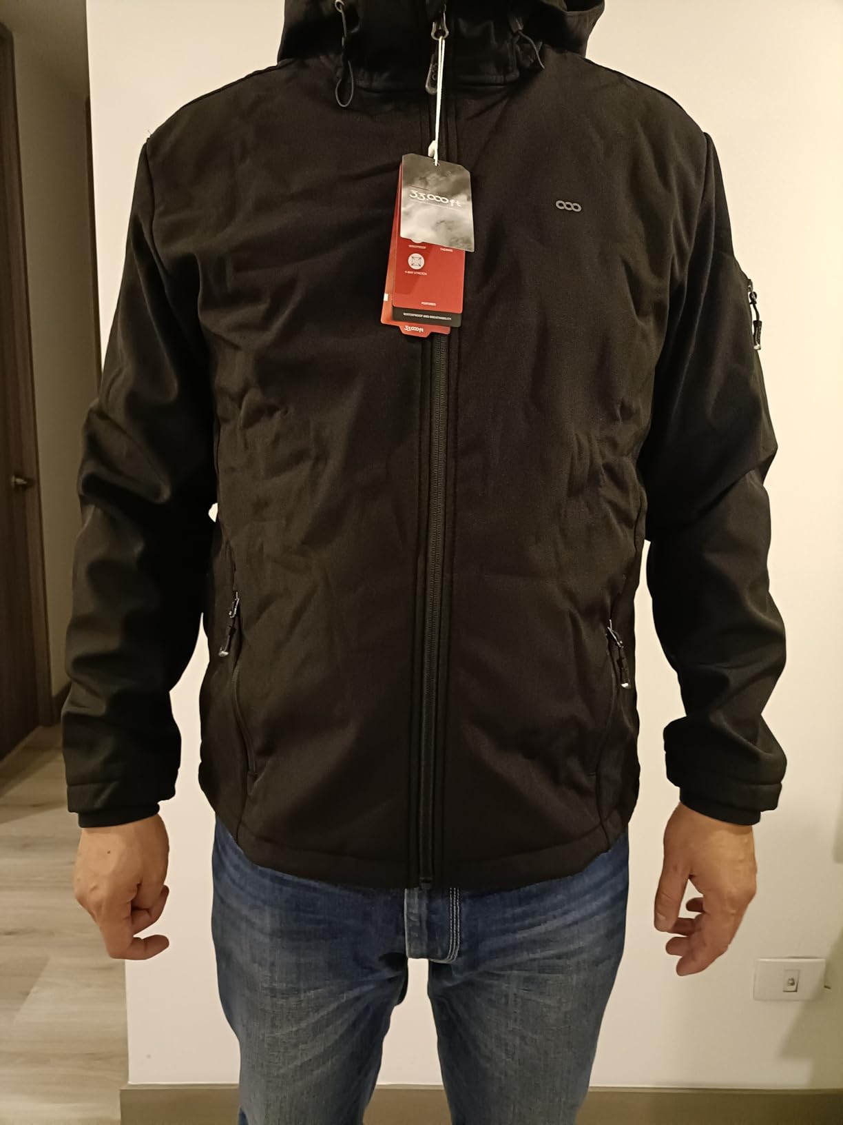 33,000ft Men's Hooded Softshell Jacket Waterproof Lightweight Insulated Windbreaker Fleece Lined Rain Shell Jacket customer photo 1