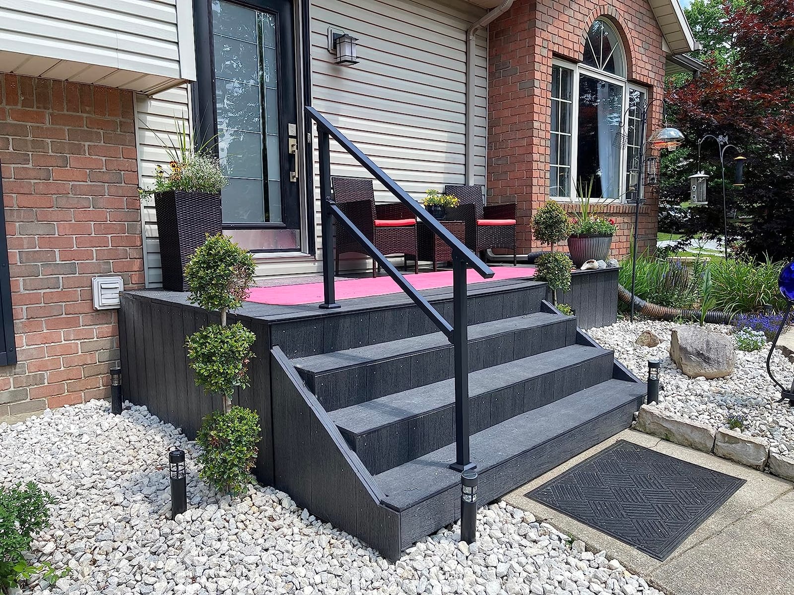CR Fence & Rail Handrails for Outdoor Steps & Indoor Stair Railing Kit, 3-4 Steps Safety Hand Rail for Porch & Deck customer photo 1