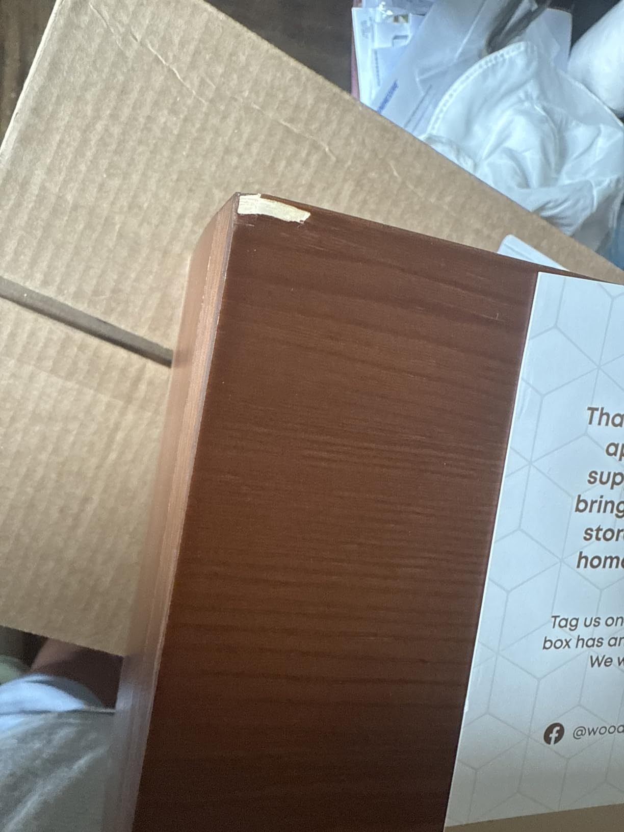 Large Wooden Storage Memory Gift Box with Hinged Lid (Chocolate Brown) customer photo 2