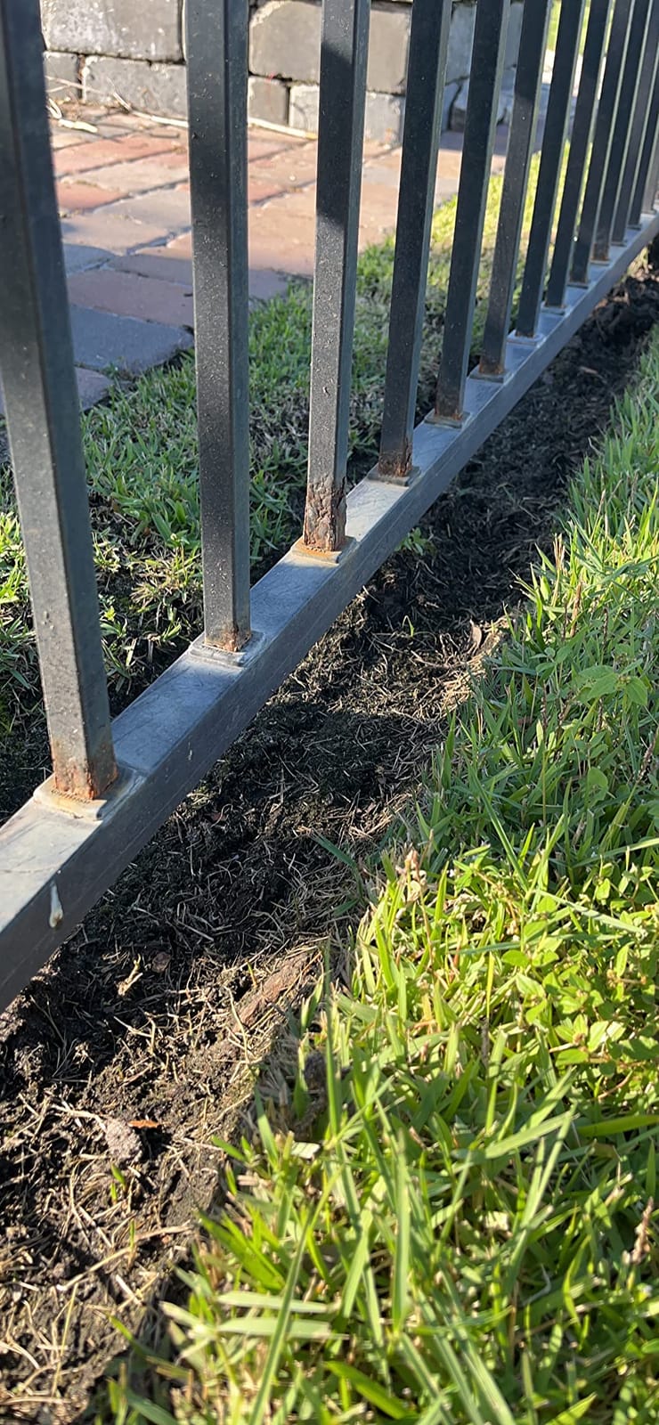 XCEL Black Steel Anti-Rust Fence Panel - Sharp End Pickets - 6.5ft W x 5ft H - Easy Installation - for Residential, Outdoor, Yard, Garden, Swimming Pool, on Concrete or Soil, 3-Rail, One Post included customer photo 2
