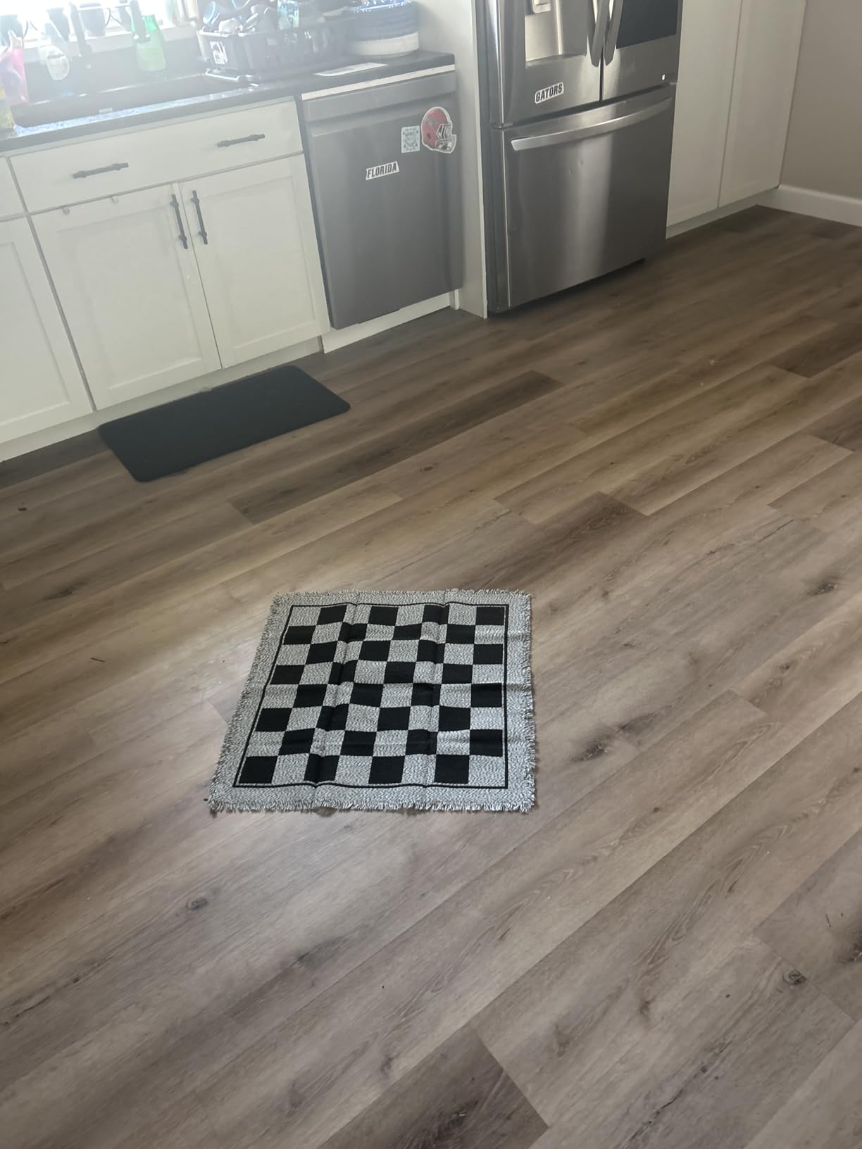3-in-1 Vintage Giant Checkers, Tic, Tac, Toe, with Reversible Mat, 24 Chips, Family Board Game, Lawn Game, BBQ Party Favor, Indoor and Outdoor Activity for Kids and Adults customer photo 1