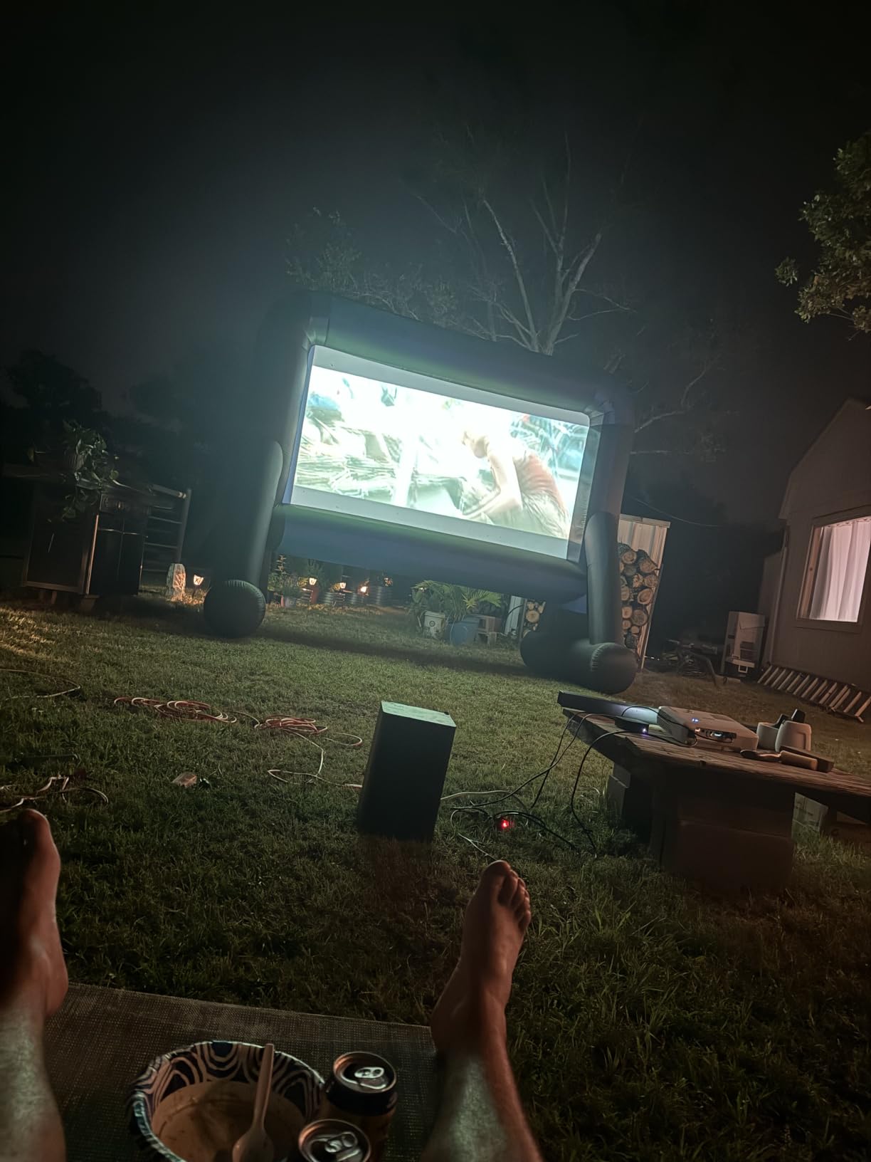 16 FT Inflatable Projector Screen for Outdoor Movies - Easy Setup Blow-Up Screen with Quiet Fan for Outdoor Movie Nights, Backyard Events, and Parties (Dual Support) customer photo 2