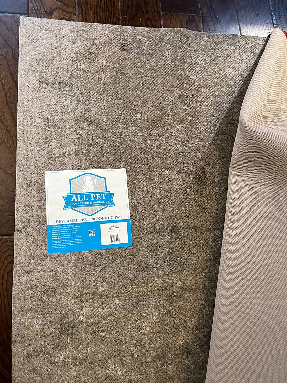 Mohawk Home Waterproof 4' x 6' Pet Friendly Non Slip Grip Rug Pad Spill Proof Reversible Felt Cushion + Rubber Gripper – Safe for All Floors customer photo 1