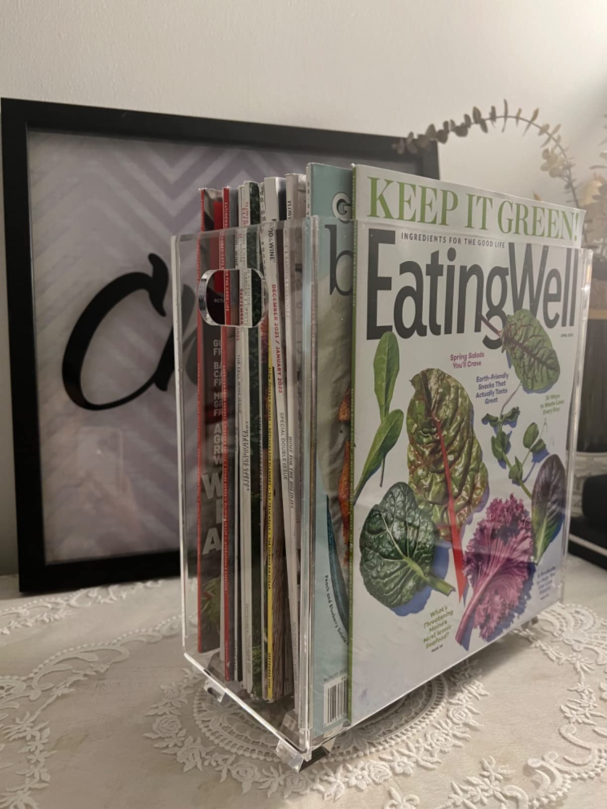 Stock Your Home Acrylic Magazine Holder - Crystal Clear Holder - Shatterproof - Open Top - Space Saver - For Magazines, Publications, Office Desk, Reception, Waiting Room customer photo 1