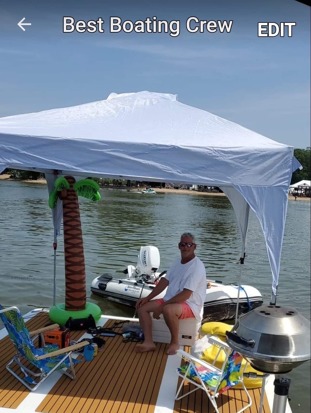 Island Hopper Mega Yacht Floating Dock - 10' x 10' Inflatable Dock for Boats and Lakefront - UV-Resistant PVC with Non-Slip EVA Foam - Holds Up to 2000 lbs customer photo 1