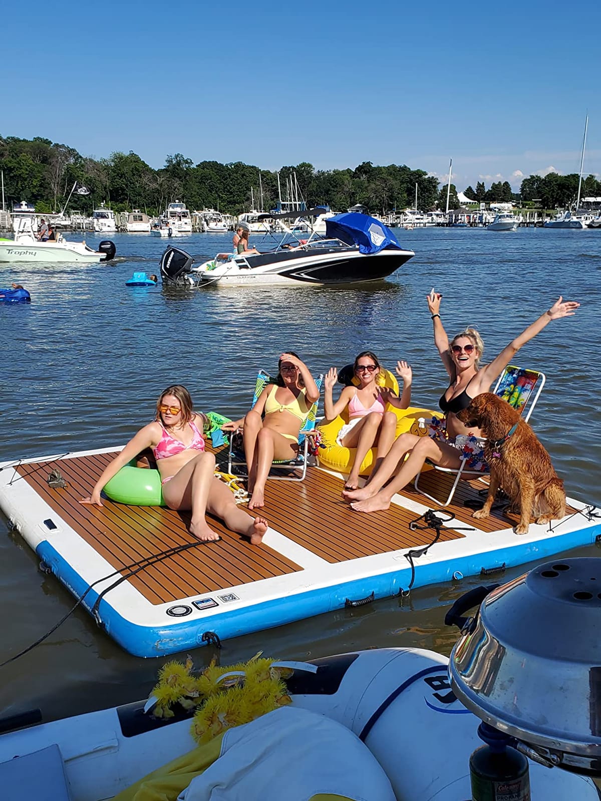 Island Hopper Mega Yacht Floating Dock - 10' x 10' Inflatable Dock for Boats and Lakefront - UV-Resistant PVC with Non-Slip EVA Foam - Holds Up to 2000 lbs customer photo 2