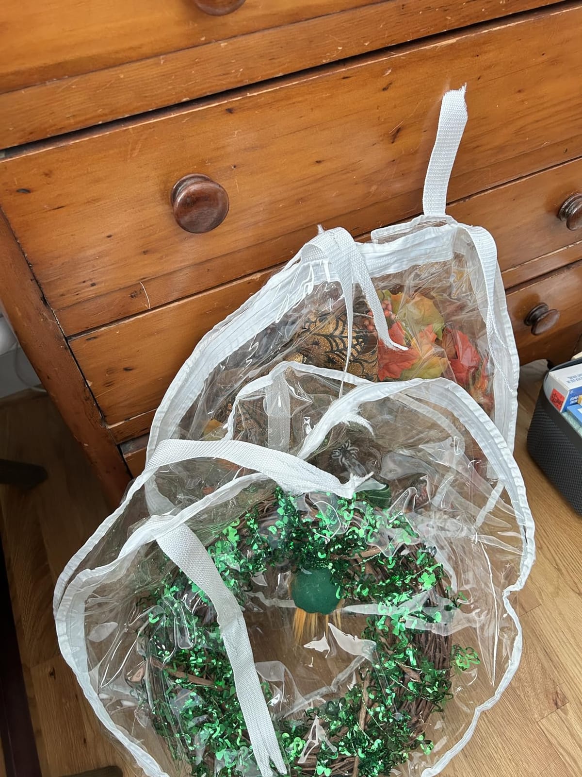 Shappy 4 Pcs Clear Christmas Wreath Container 24 Inches Xmas Storage Bag | 24 Inch Plastic Containers for Wreaths and Garland, Reinforced Handles, Protects Holiday Decorations, Seasonal Organizer customer photo 2