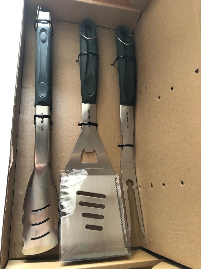 HAUSHOF Large Grill Accessories Heavy Duty BBQ Set Gifts for Men/Women - Premium Stainless Steel Spatula, Fork & Tongs, Barbecue Utensils Tool Kit Gift for Grilling Lover Outdoor customer photo 2