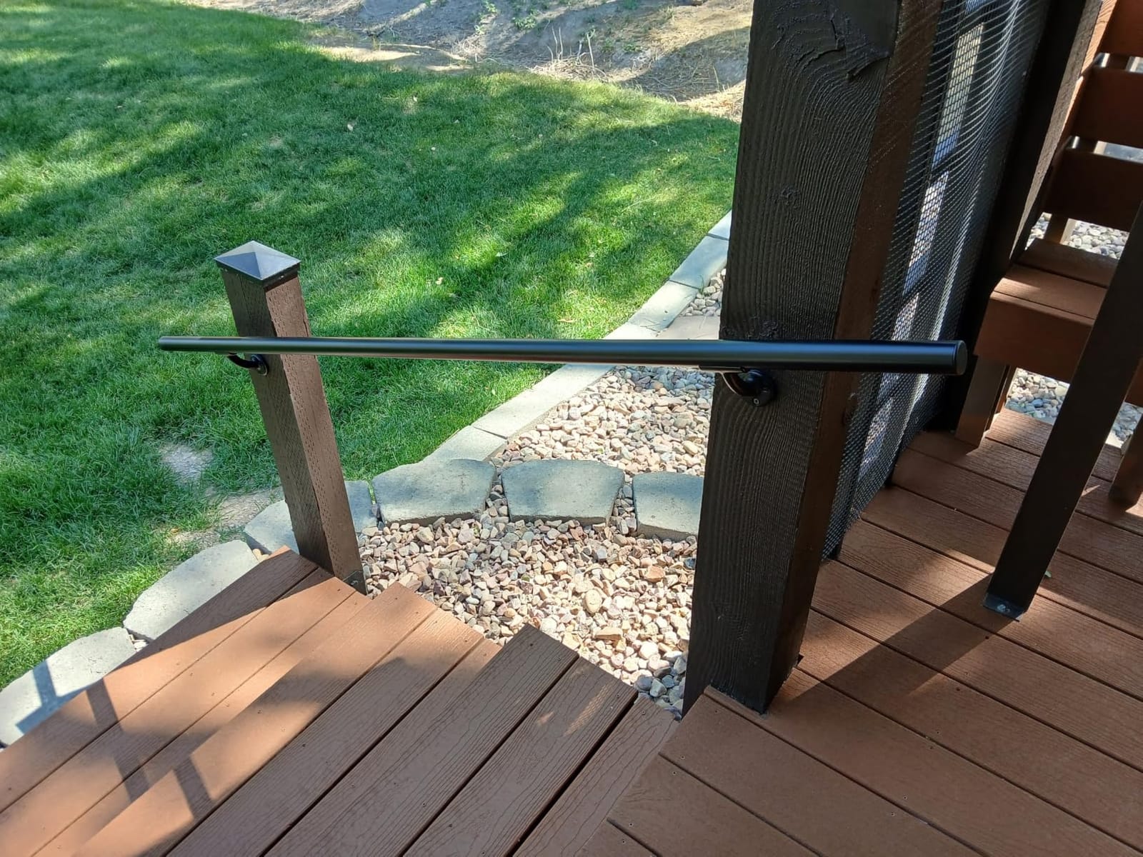 Meranti Aluminum Handrail for Indoor or Outdoor Steps and Stairs - Hand Rails for Elderly - DIY Complete Stair Railing Kit (AHR, Bronze Textured, 4' Length) customer photo 2