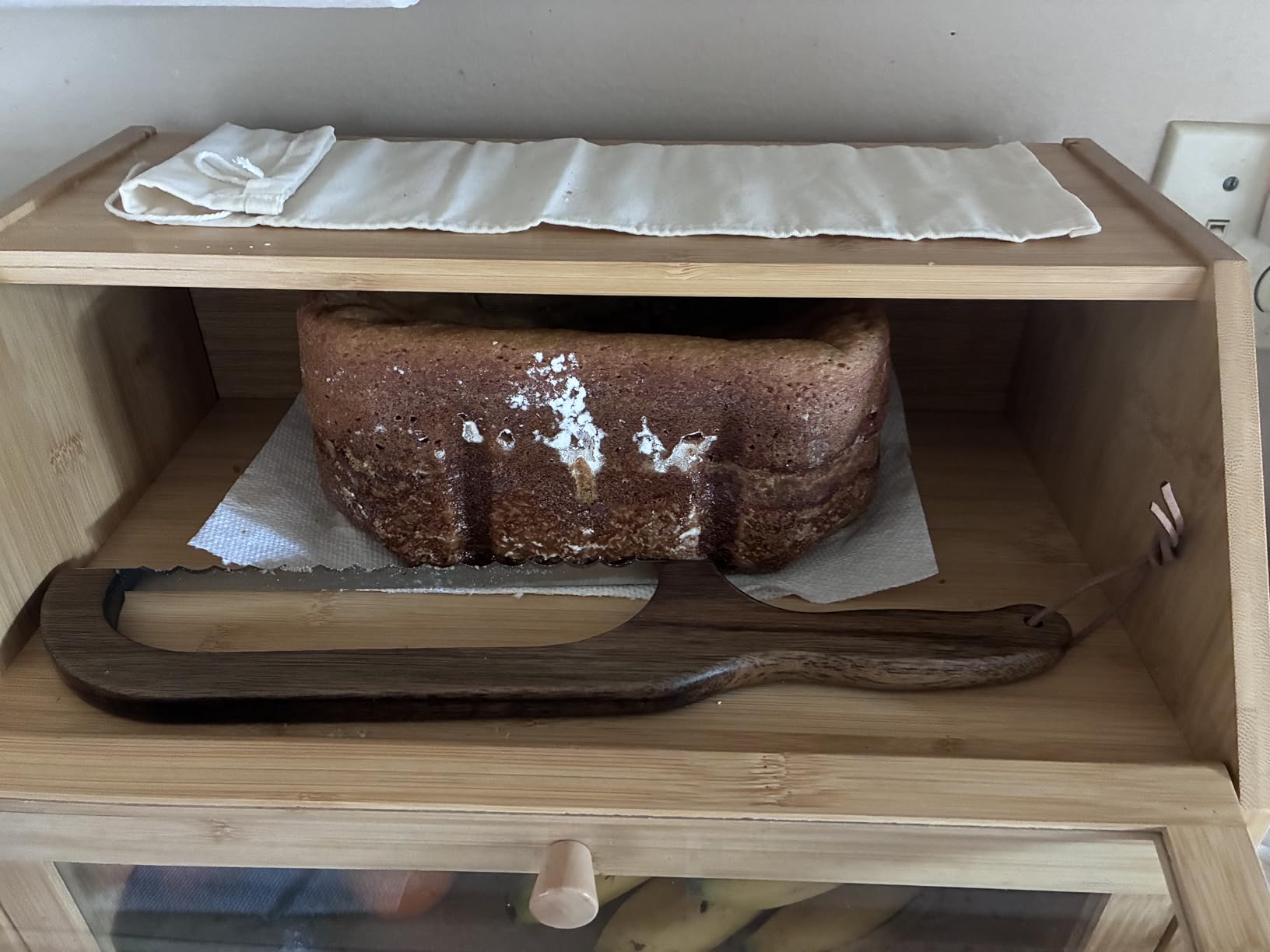 BMOSU Farmhouse Bread Box for Kitchen Countertop Bread box Double Layer Bamboo Wooden Extra Large Capacity Bin Kitchen Food Storage Container(Natural) customer photo 2