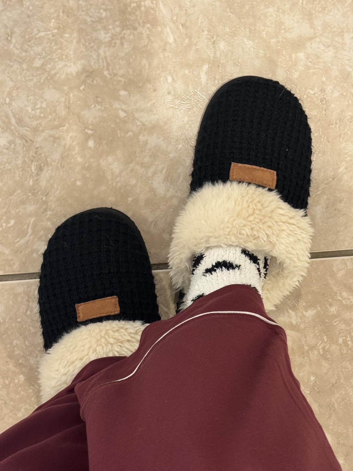 Litfun Fuzzy Memory Foam Slippers for Women Indoor Outdoor House Shoes customer photo 2