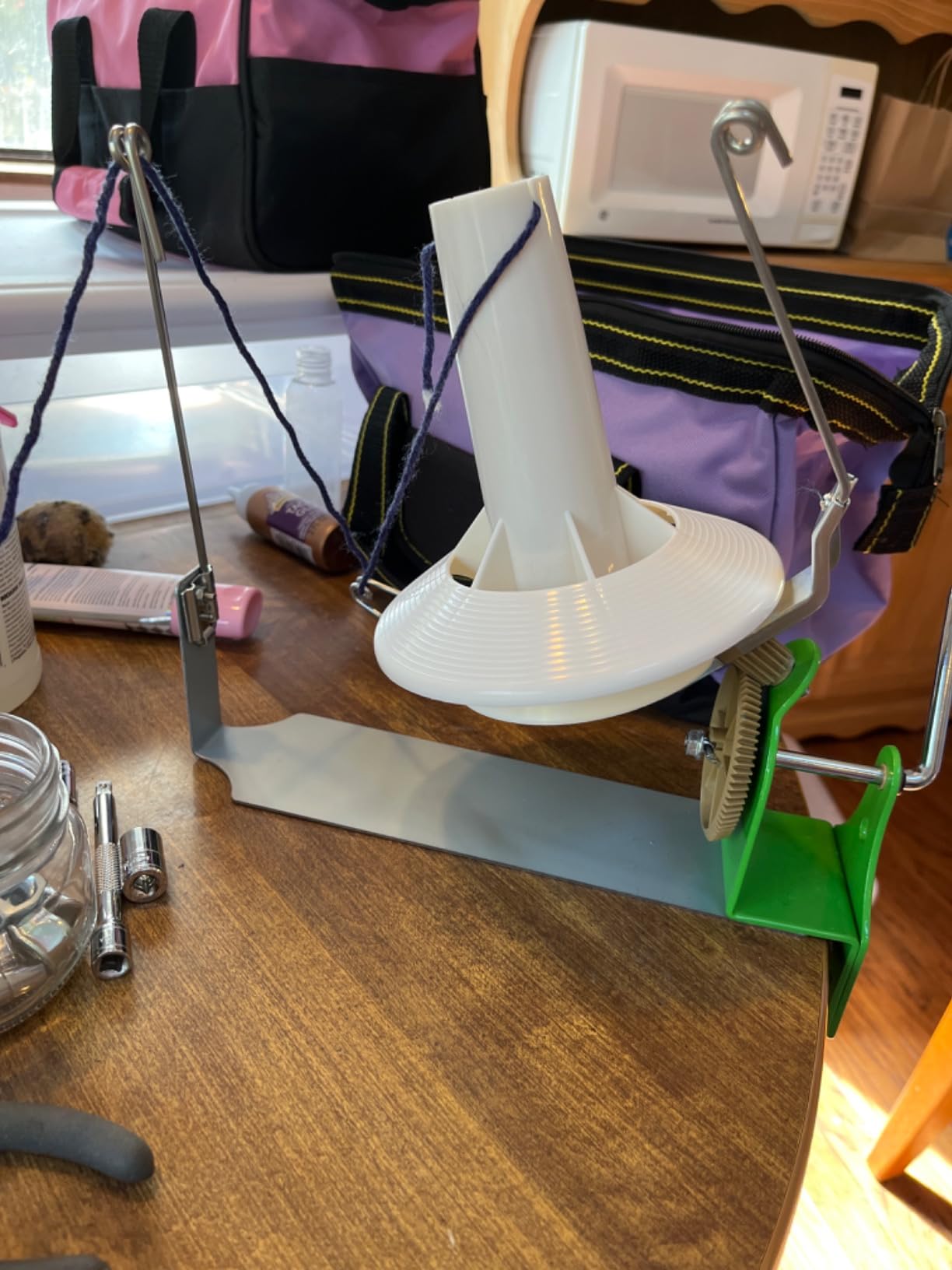 Olikraft Large Capacity Metal Yarn Ball Winder | Hand operated, winds up to 10 oz into tangle-free yarn balls, doubles as a spinner and spooler for crochet and crafts customer photo 1
