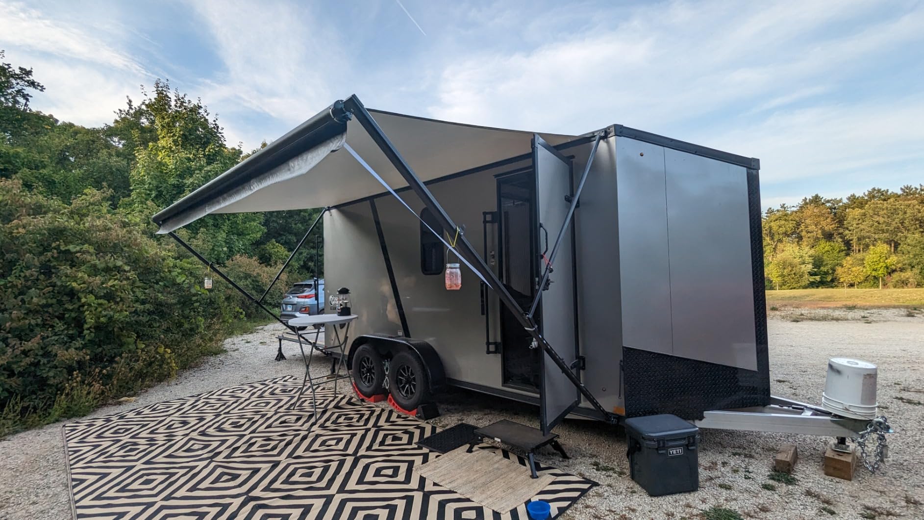 Awnlux White Manual Modular Retractable RV Awning Full Set Assemblies for RV, 5th Wheel, Travel Trailers, Toy Haulers, and Motorhome - RV Trailer Awning for Home or Camper - 12x8 Ft - Black Strip customer photo 1