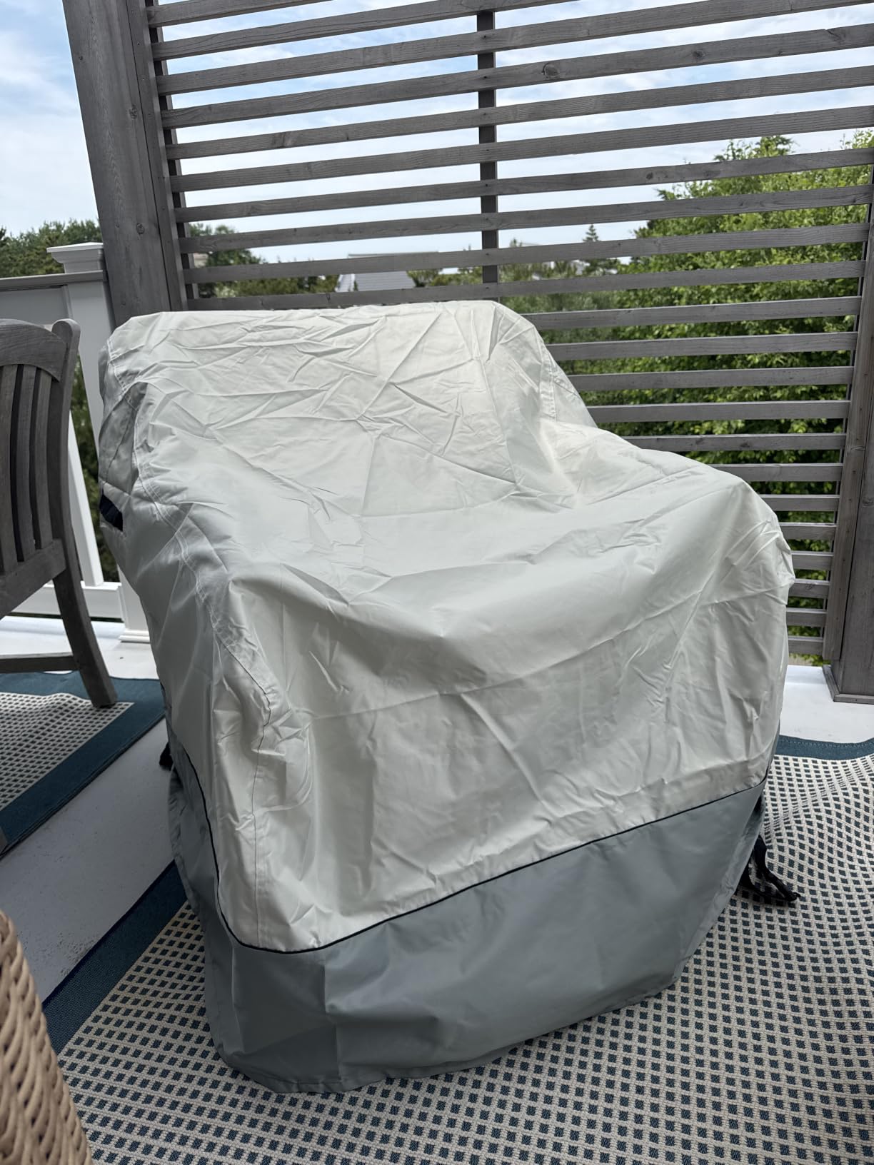 Outdoor Swivel Chair Covers 2 Pack,100% Waterproof Heavy Duty Outdoor Chair Covers,(33 W x 35 D x 38.5 H inches) Patio Furniture Cover for Swivel Patio Chair,White&Grayish Green customer photo 1