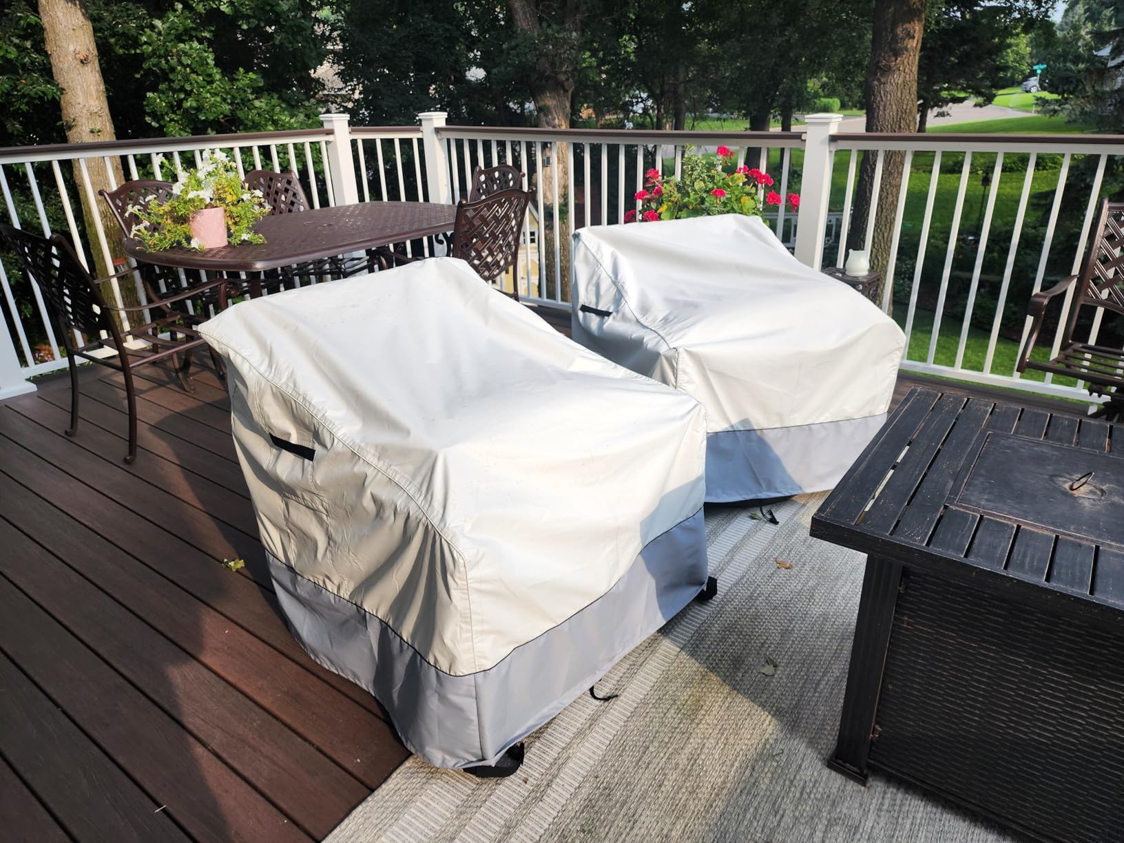 Outdoor Swivel Chair Covers 2 Pack,100% Waterproof Heavy Duty Outdoor Chair Covers,(33 W x 35 D x 38.5 H inches) Patio Furniture Cover for Swivel Patio Chair,White&Grayish Green customer photo 2