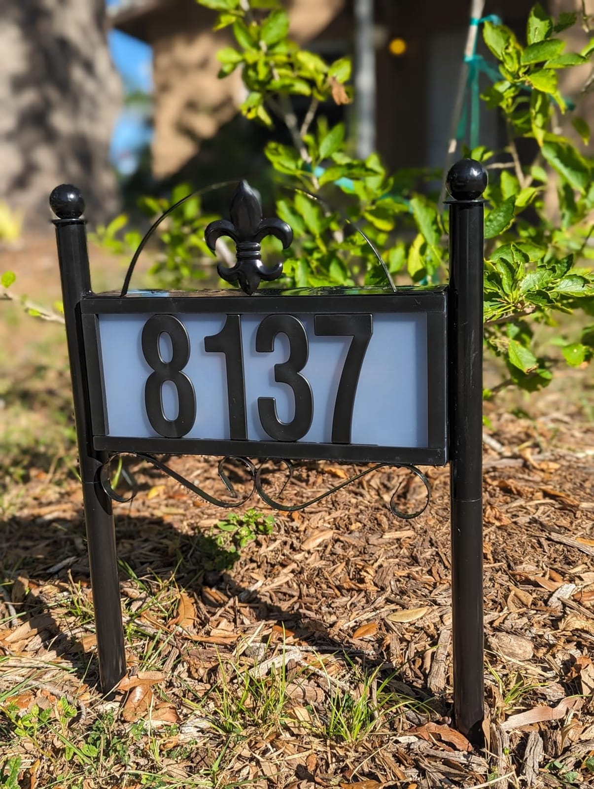 Metal Solar Address Signs for Yard | House Numbers for Outside | 50 Numbers (0-9), Warm White & Cold White, Weather-Resistant Solar-Powered LED Illuminated Address Plaques - Double Stake customer photo 1