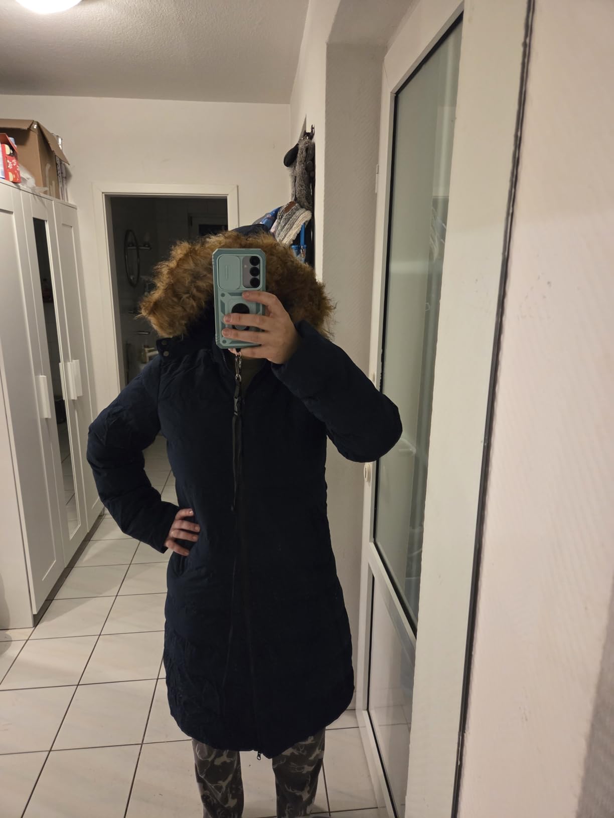 CREATMO US Women's Long Winter Faux Fur Coat Puffer Warm Jacket with Detachable Hood customer photo 1
