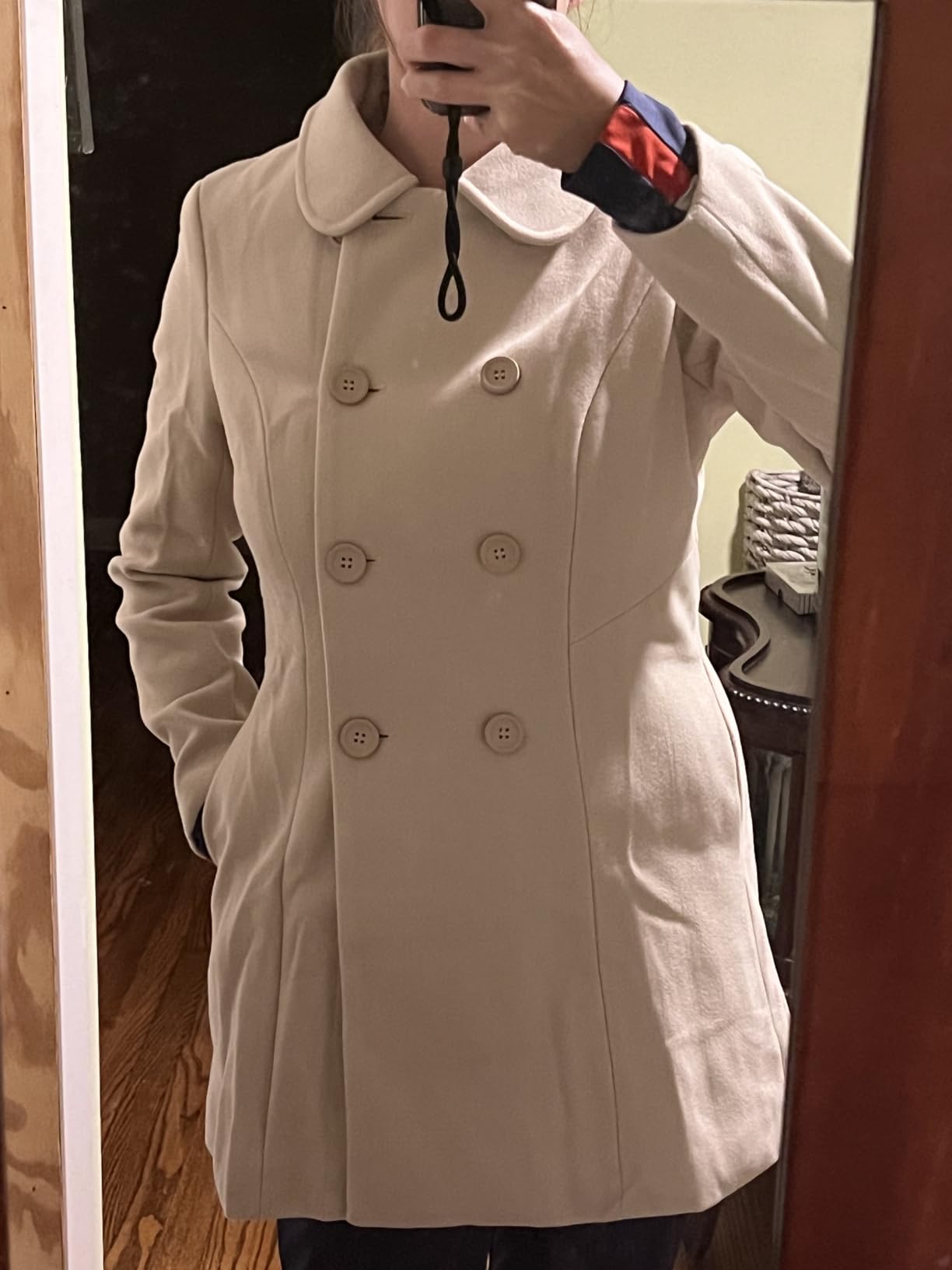 Allegra K Women's Peter Pan Collar Double Breasted Winter Trench Pea Coat customer photo 1