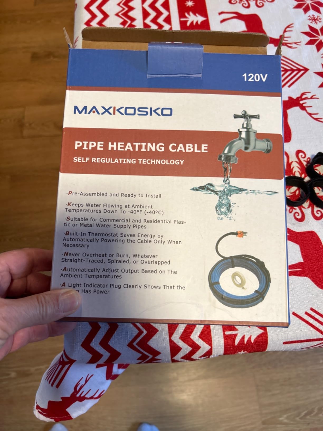 MAXKOSKO 6ft Self Regulating Heat Tape for Water Pipes Heating Cable | Heat Trace Cable with Thermostat Keeps Water Flowing at -40°F, Freeze Protection for Metal & Plastic Pipes,120V 5W/ft customer photo 2