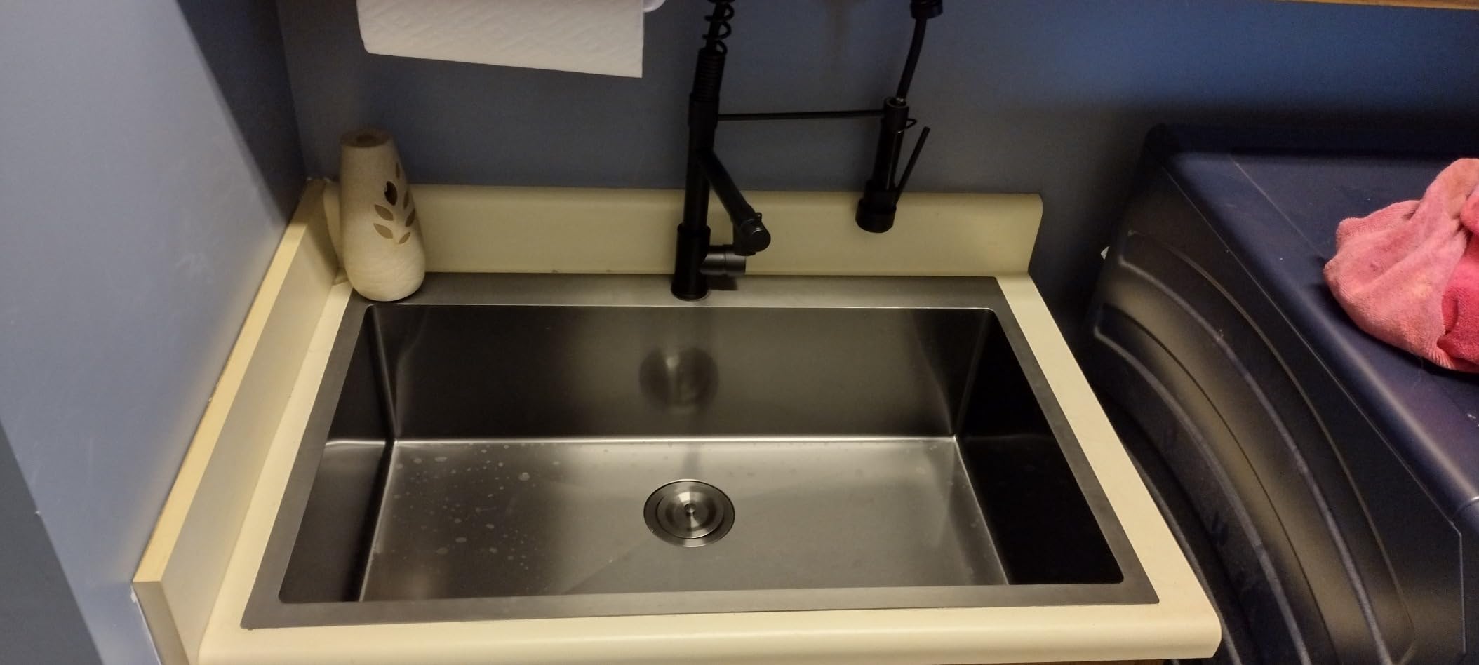 SHACO 25x22 Inch Drop In Kitchen Sink, Top Mount 16 Gauge 304 Stainless Steel 8 Inch Deep Drop In RV Laundry Utility Sink, Brushed Nickel Single Bowl Sink Topmount Overmount Sinks with Drain customer photo 2
