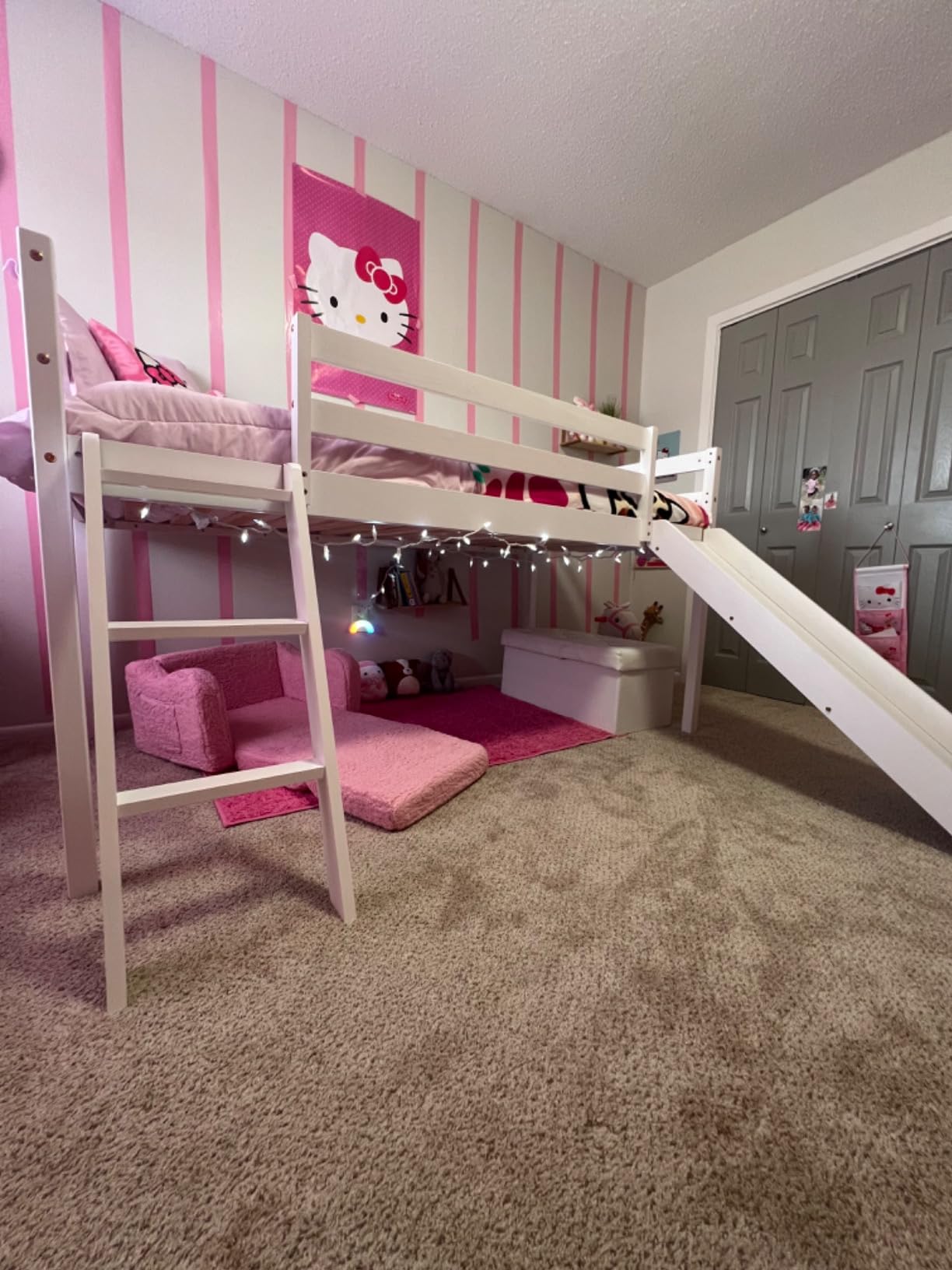 TOLEAD Low Bunk Bed with Slide, Twin Over Twin Loft Bed w/Climbing Ladder customer photo 2