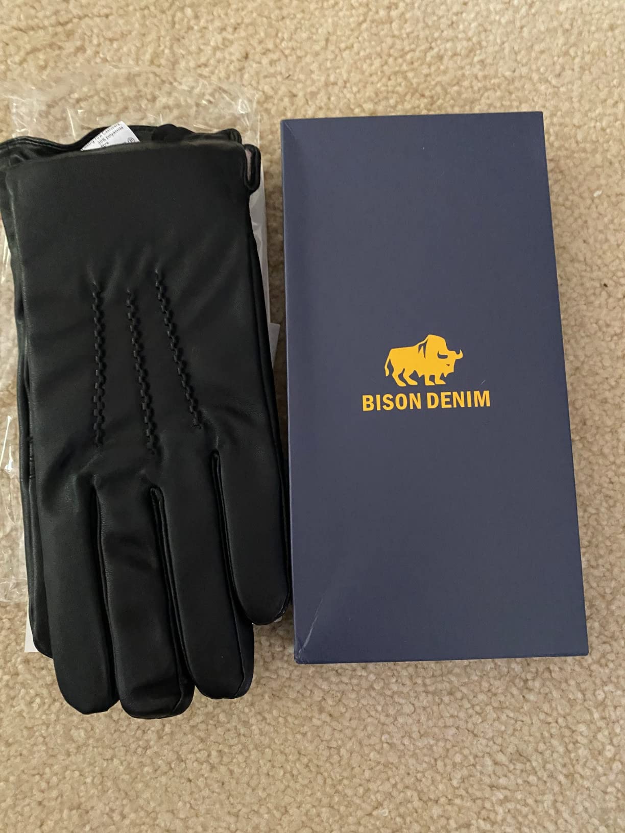 BISON DENIM Winter Sheepskin Leather Gloves for Men Warm Driving Gloves customer photo 2