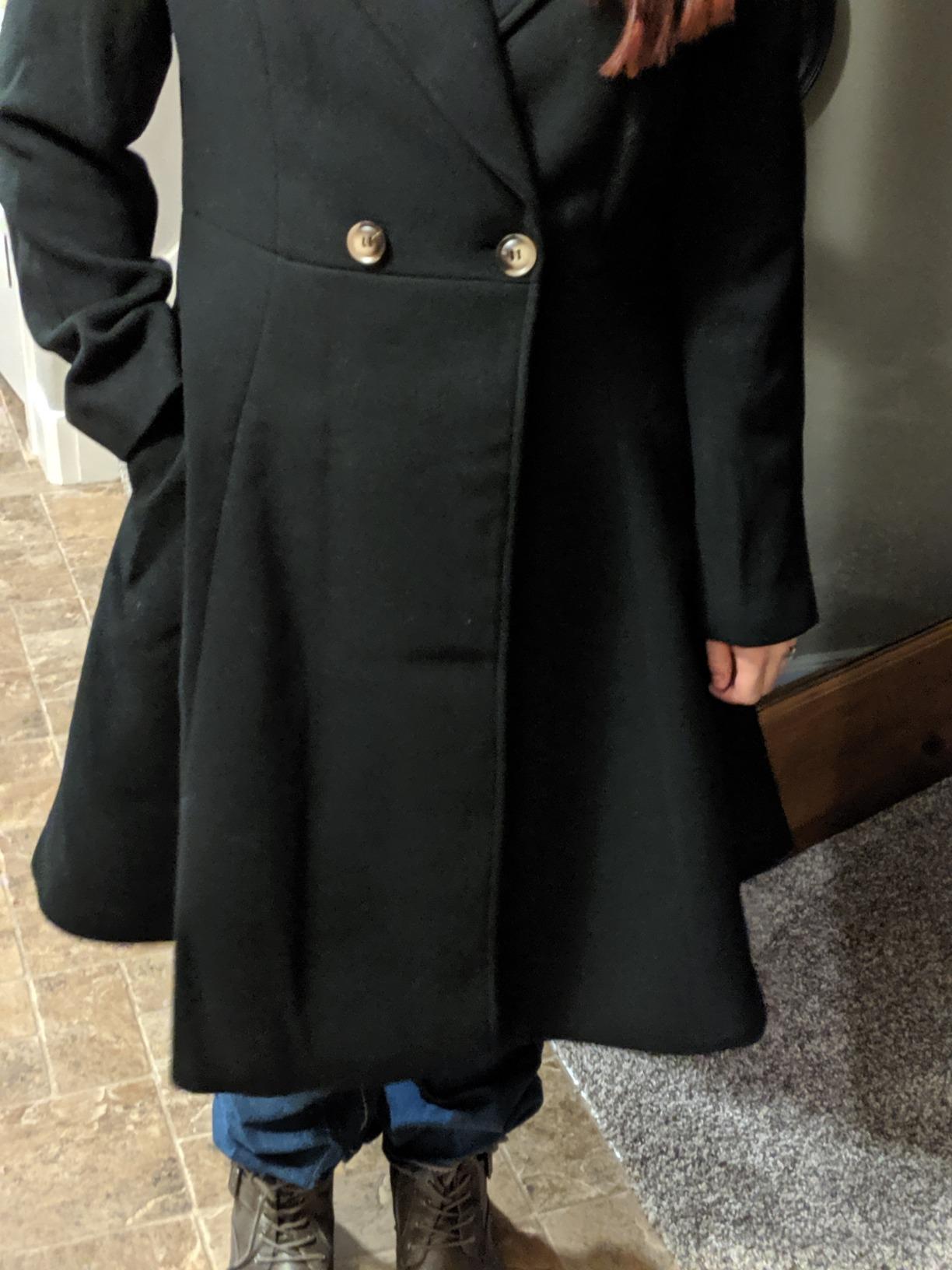 CURLBIUTY Women's Pea Coat Double Breasted A Line Long Trench Coat Winter Dress Coat with Pockets customer photo 1
