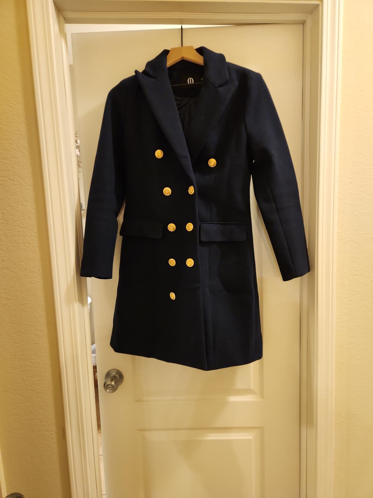 IDEALSANXUN Womens Fall Winter Wool Coats Double Breasted Midi Peacoat Trench Coats customer photo 2