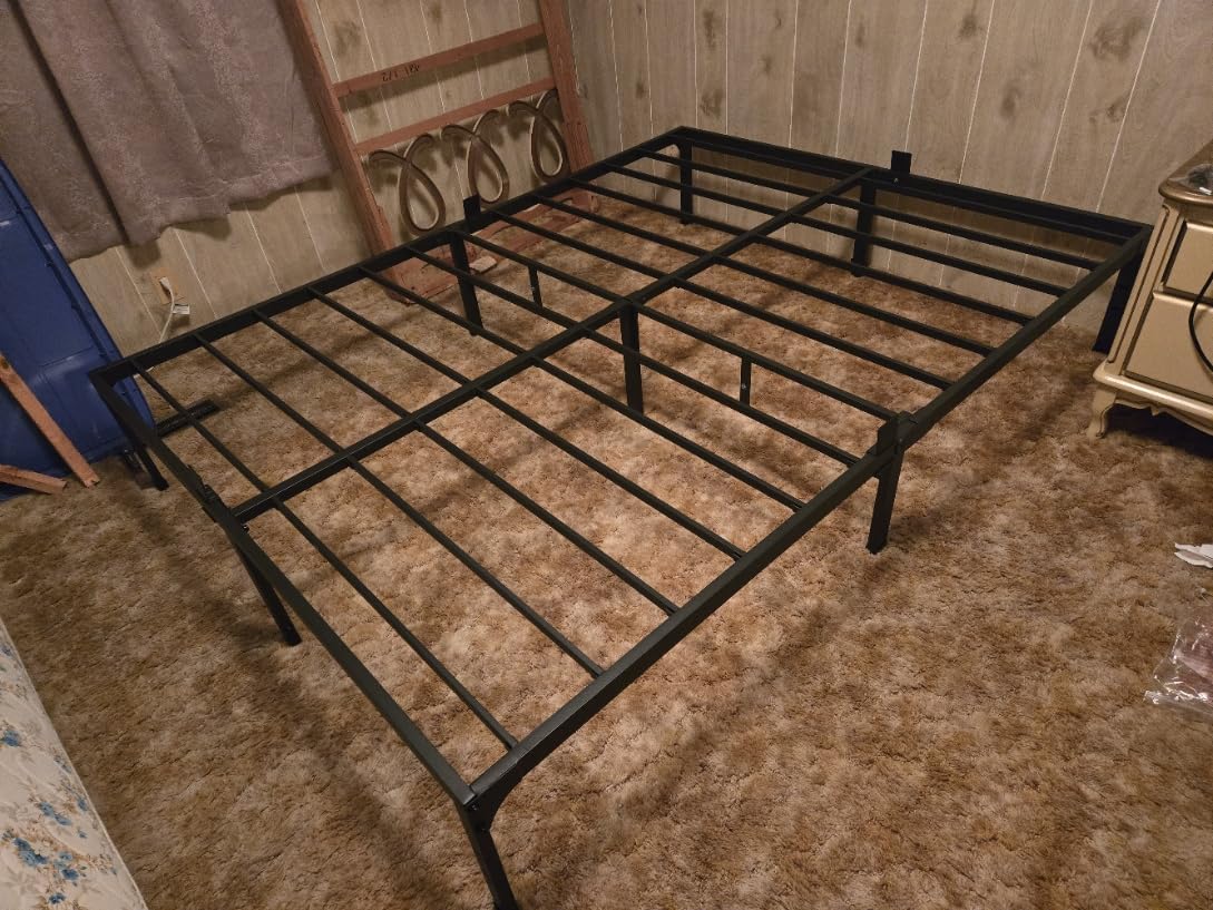 FUIOBYVV Queen Bed Frame, 14 Inch Heavy Duty Metal Platform Bed Frame Queen Size Support Up to 3500 lbs, No Box Spring Needed,Headboard Holes,Steel Slat Support,Noise Free,Easy Assembly customer photo 1