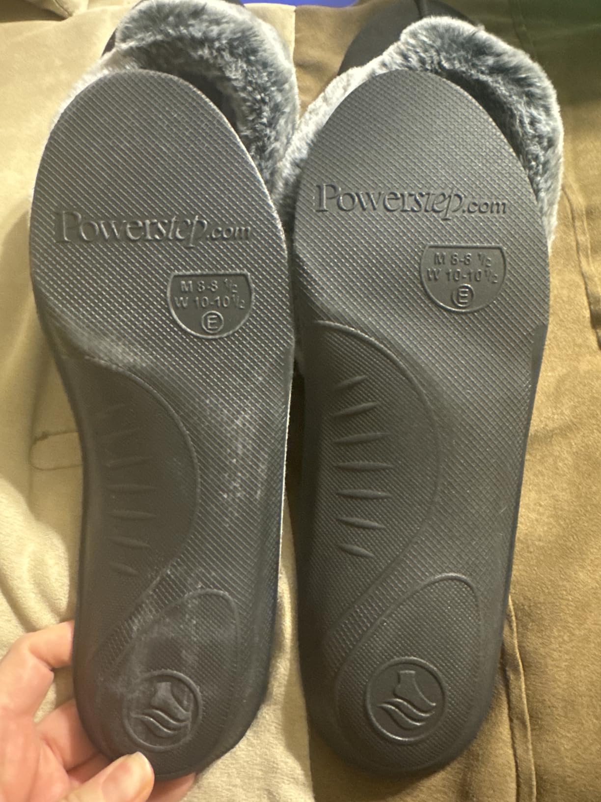 PowerStep Archwear Women's Orthotic Slippers, Arch Support Slippers, Plantar Fasciitis Relief, Neutral Arch, Shock Absorbing Sole, Lightweight, Orthotic House Shoes, Non Slip Tread (Light Brown & Black) customer photo 2
