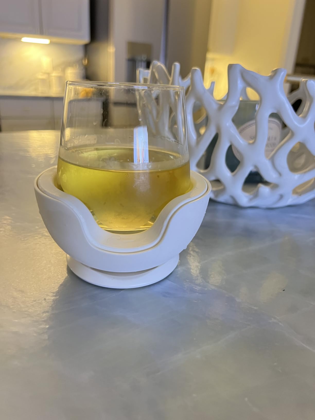 VoChill Original Stemless Wine Chiller, Refreezable Chill Cradle, USA-Made (Quartz, Stemless Single) customer photo 2