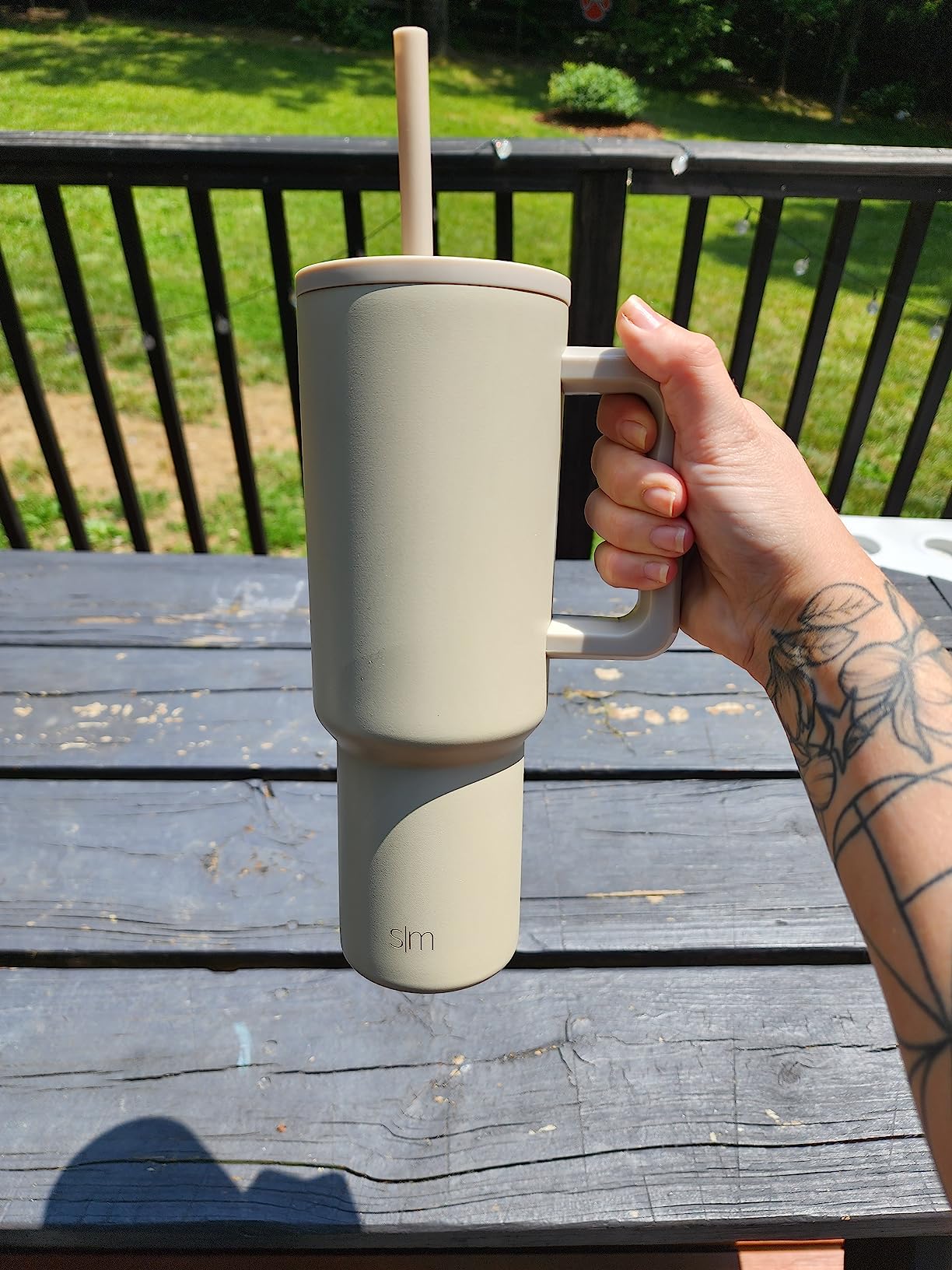 Simple Modern 40 oz Trek Tumbler with Handle and Straw Lid | Cup Holder Friendly Insulated Stainless Steel Travel Mug | Midnight Black customer photo 1