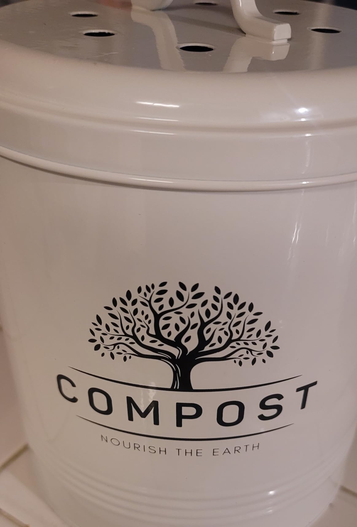 Perfnique 1.3 Gal Kitchen Compost Bin with Lid, Countertop Compost Caddy | Indoor compost bucket with inner bucket liner and carbon filter, compact food waste bin, farmhouse kitchen decor customer photo 2